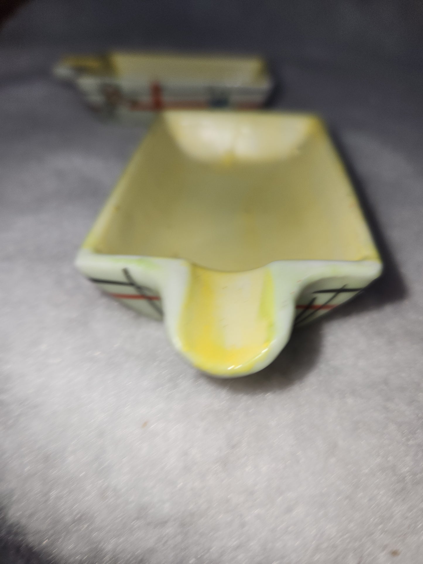 Vintage set of 2 replacement ashtrays for 1940’s Kitty Cat Cigarette box and ashtray set. Ceramic Japan ash2