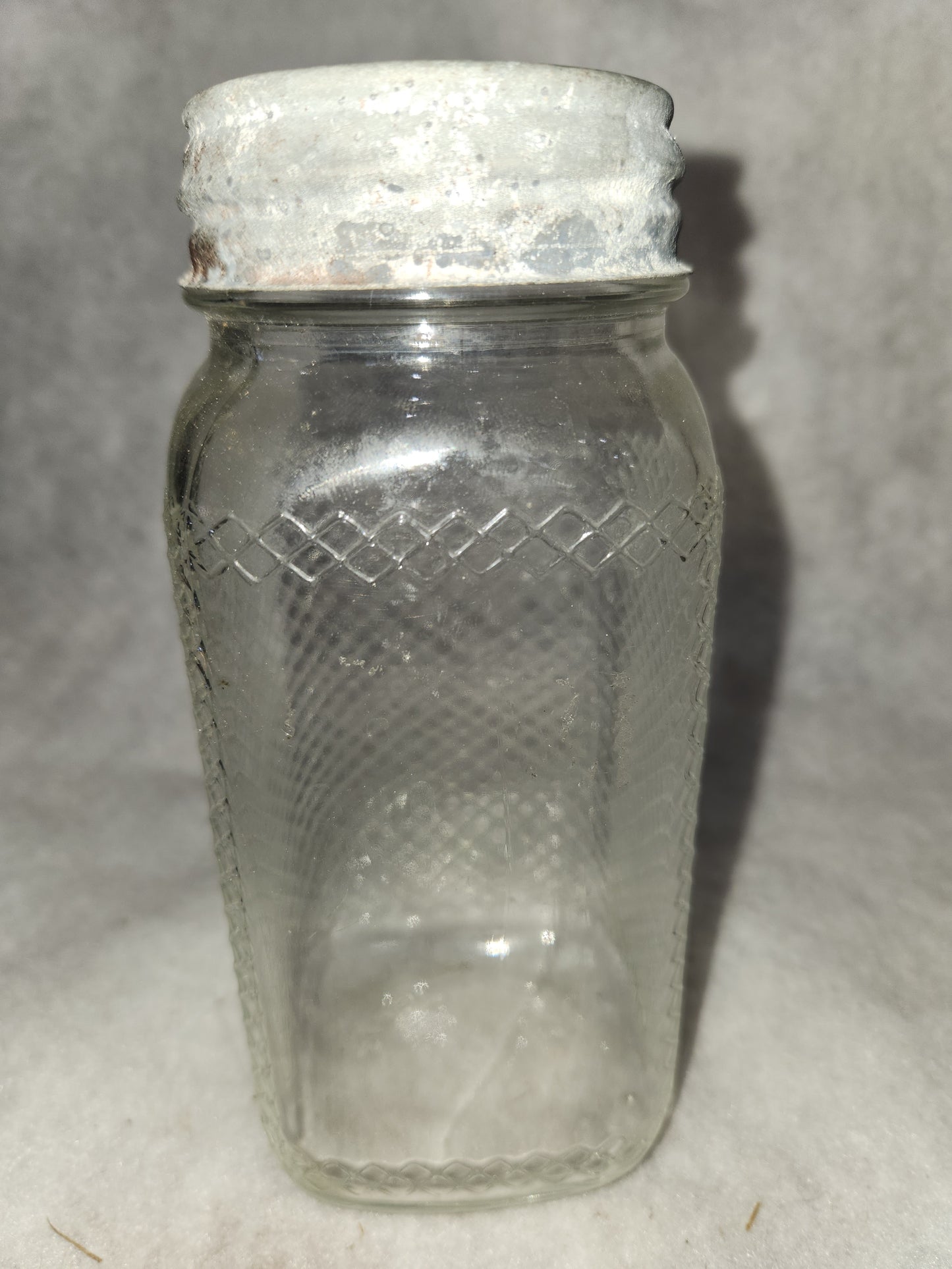 Vintage 1930-1940’s Hazel Atlas Diamond Clear Glass Jar Canister for coffee, tea, sugar jar43