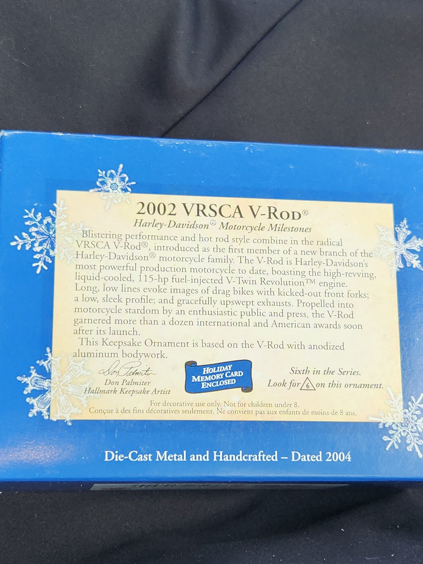 Vintage Hallmark Keepsake Ornament Harley-Davidson Motorcycle Milestones series #6 2002 VRSCA V-Rod Motorcycle 2004