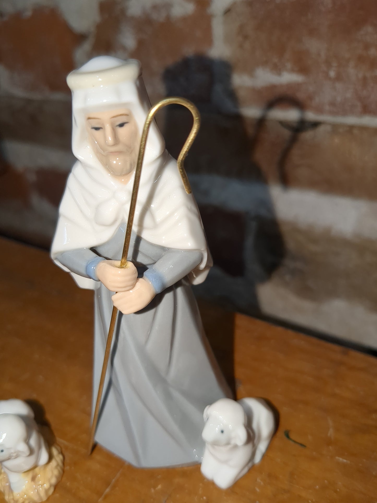 Vintage replacement piece for Hallmark ceramic 11 piece nativity set. Shepard and a sheep