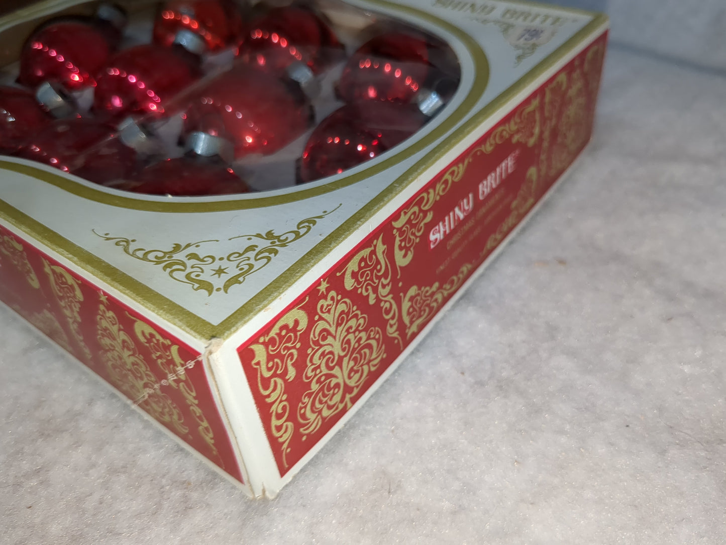 Box of Shiny Brite red ornament 1 1/2" box99
