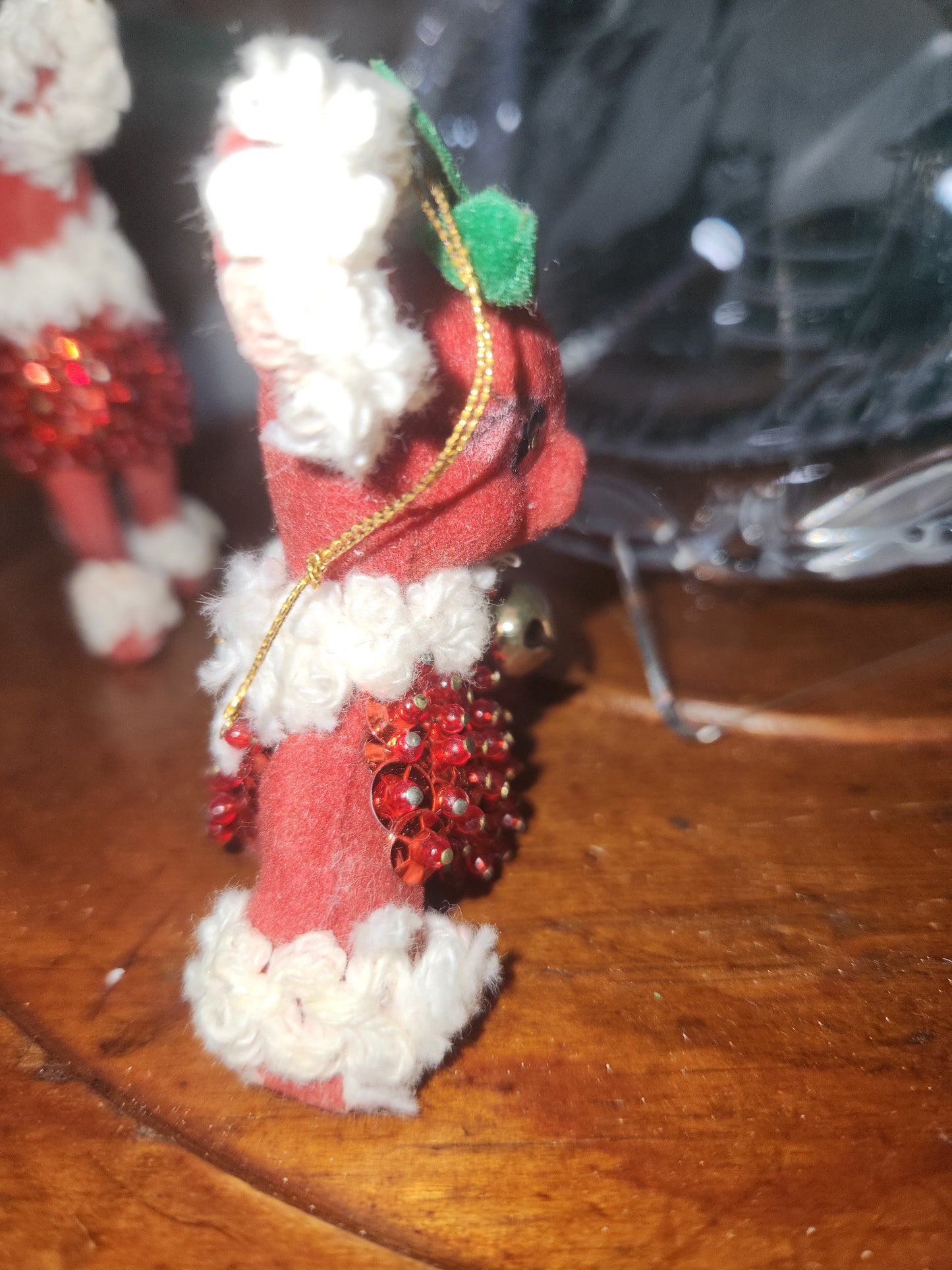 2 Vintage flocked push pin reindeer ornaments 3.5" chr120