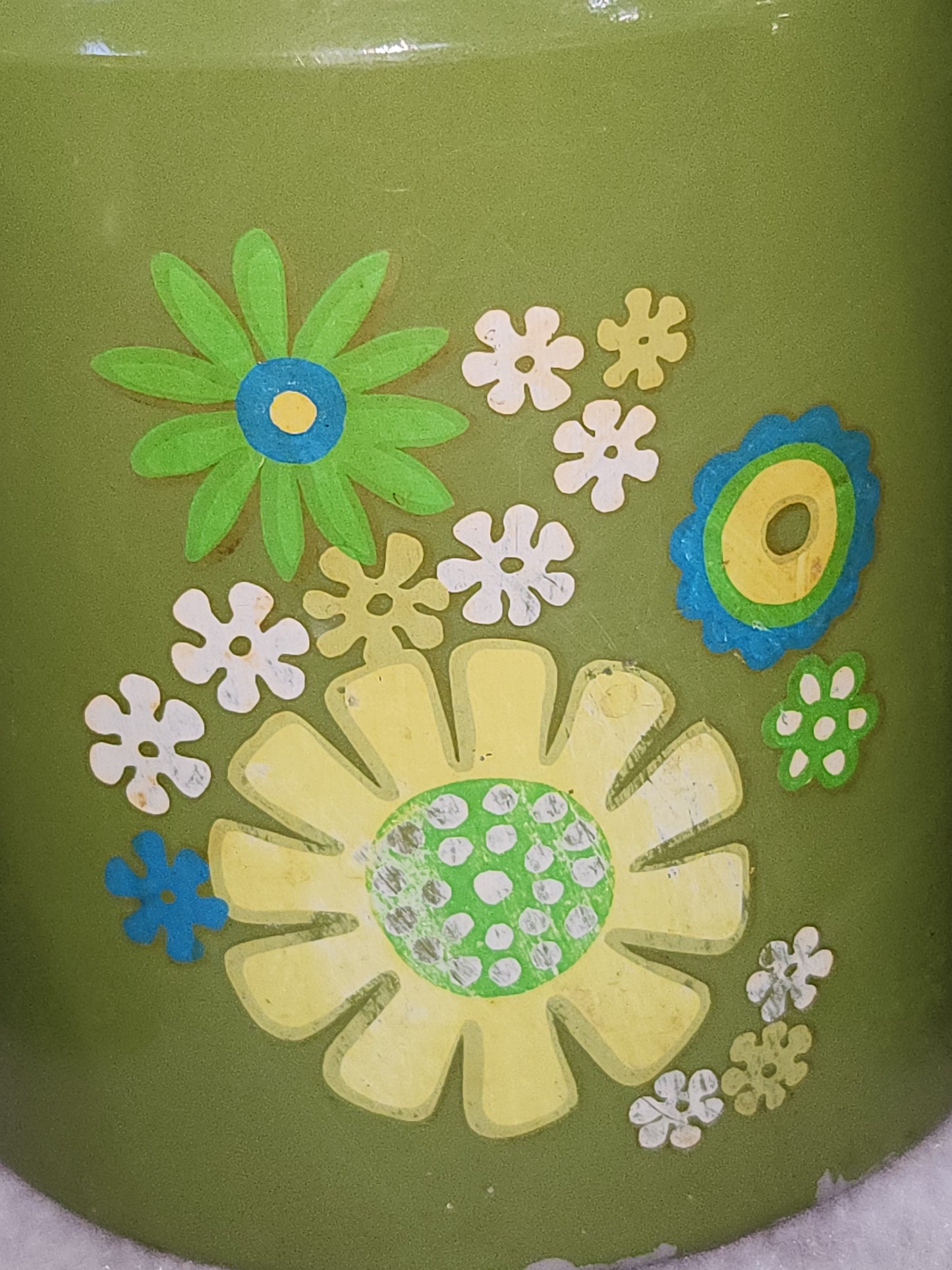 Vintage Kromex Floral Metal Canister Set 4 Avocado green. Can78