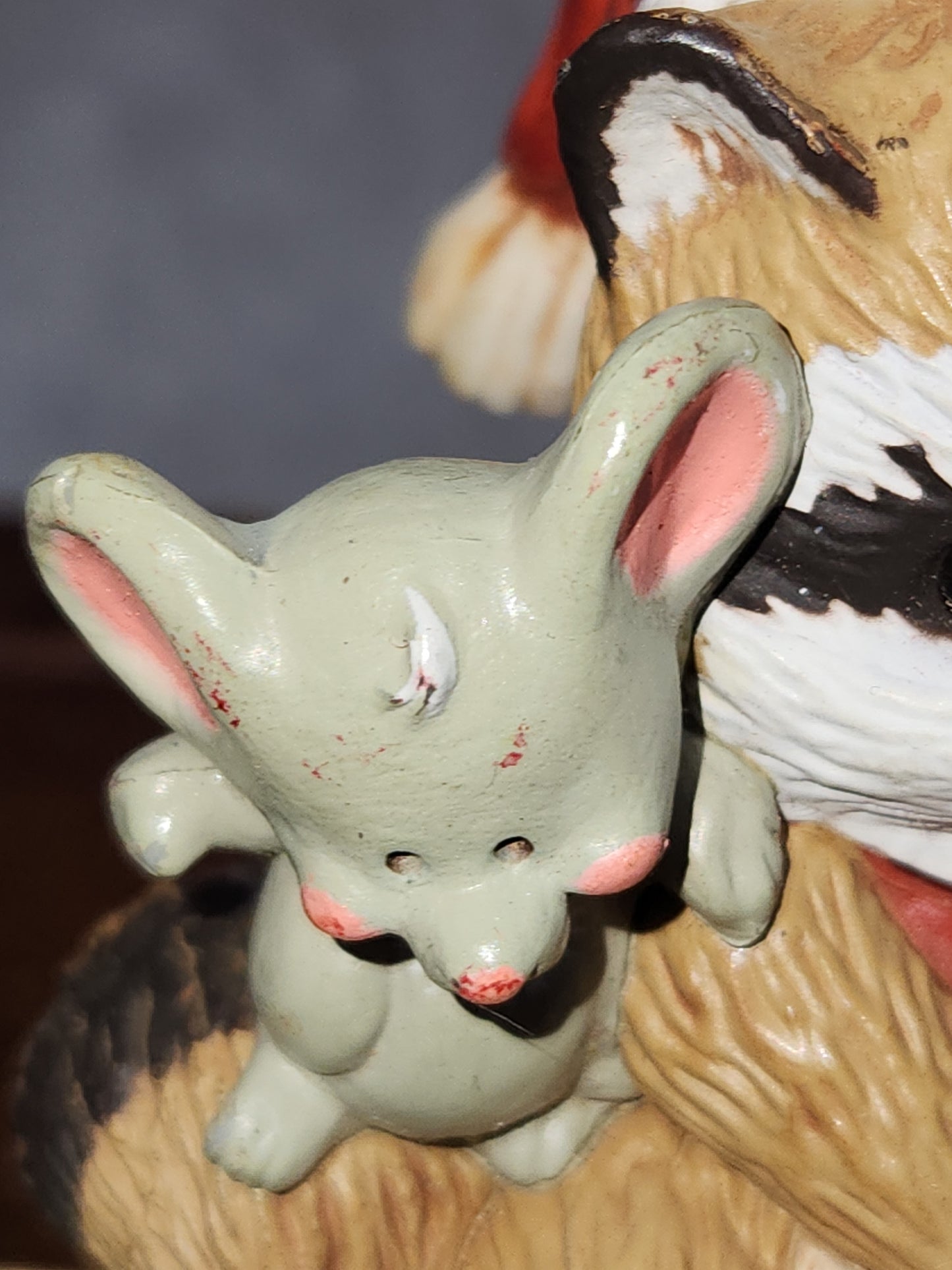 Vintage Hallmark Raccoon & Mouse Christmas Stocking Hanger 1984 sh86