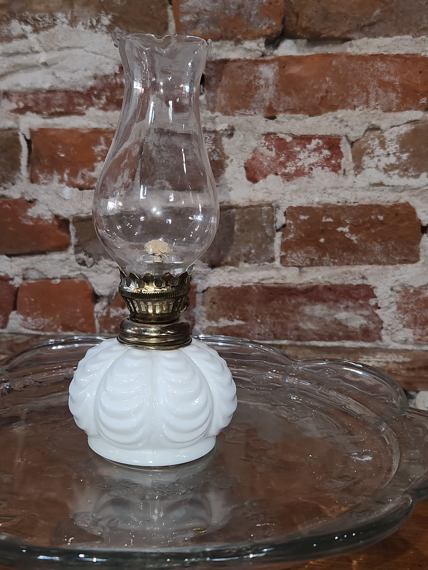 Vintage Milk Glass Swag or Drape Design Miniature Oil Lamp lamp7