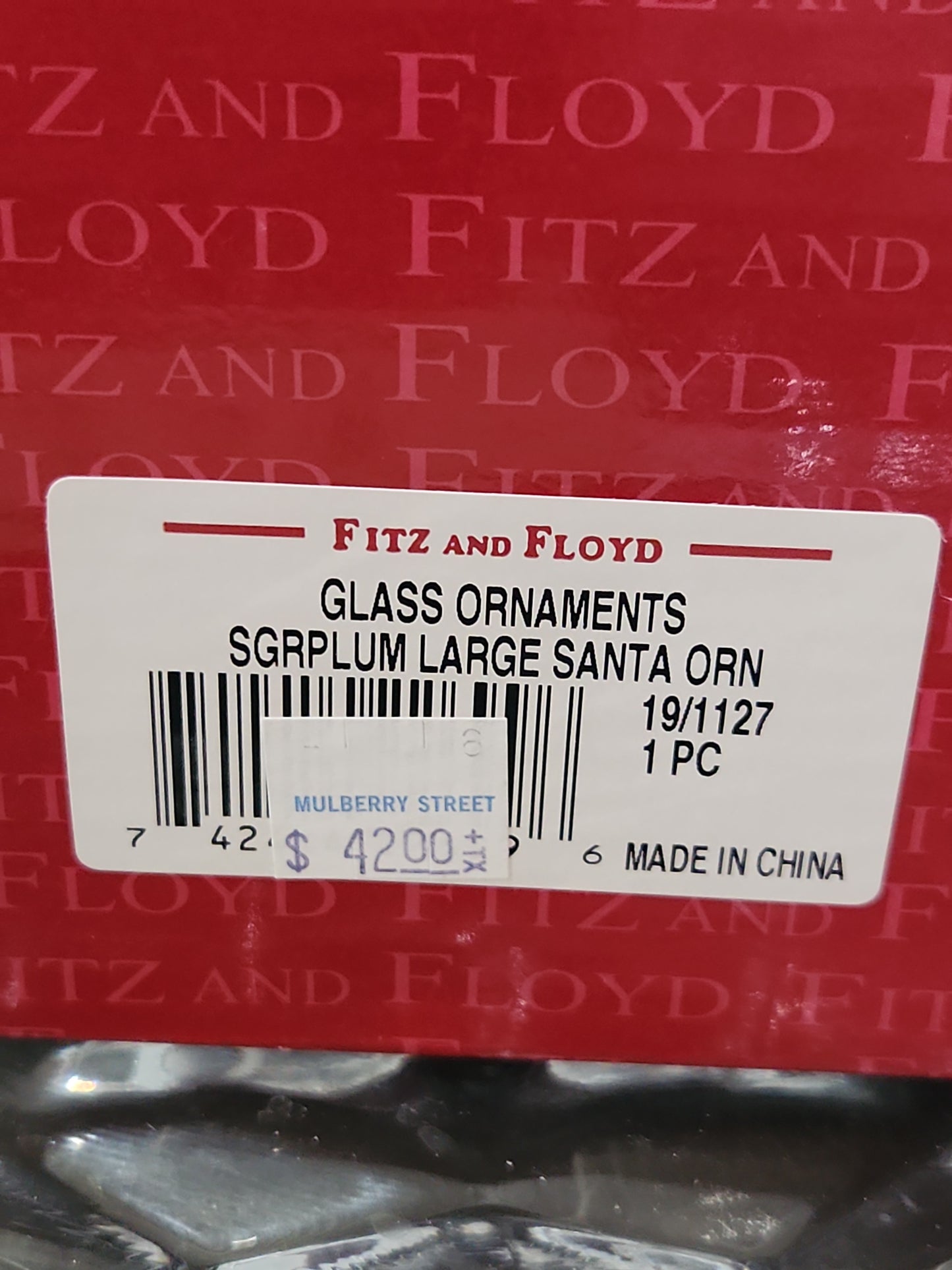 Fitz & Floyd Classics Mercury Glass Santa Ornament Christmas Sugarplum orn543