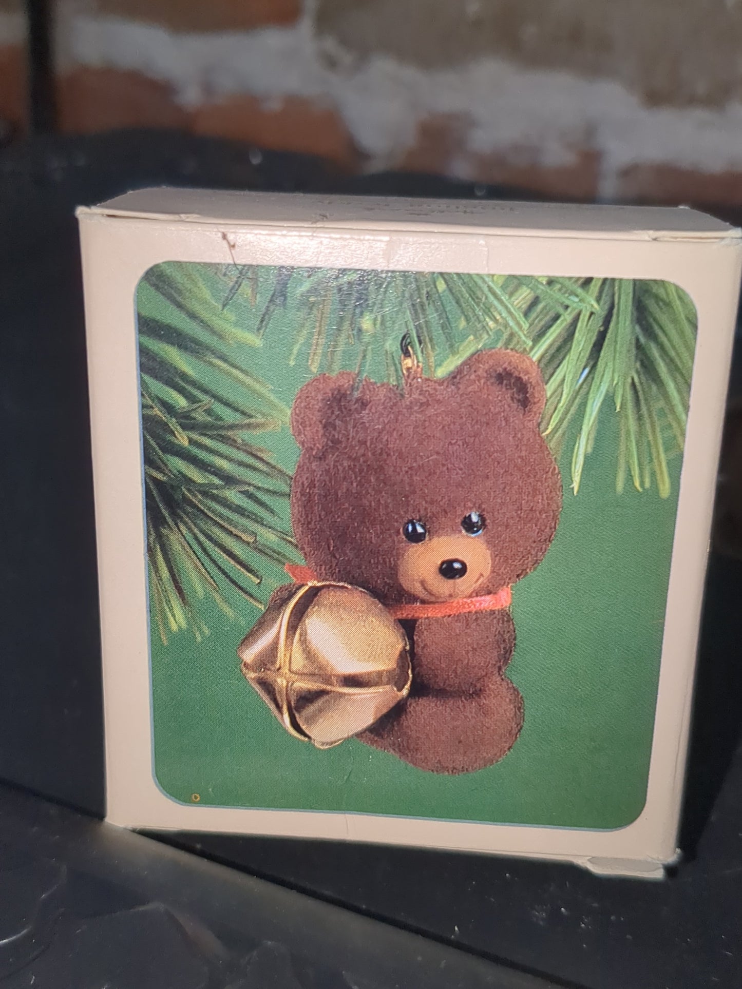 Vintage 1982 Hallmark Jingling Teddy Little Trimmers Bear w/ Bell Keepsake Ornament HO987