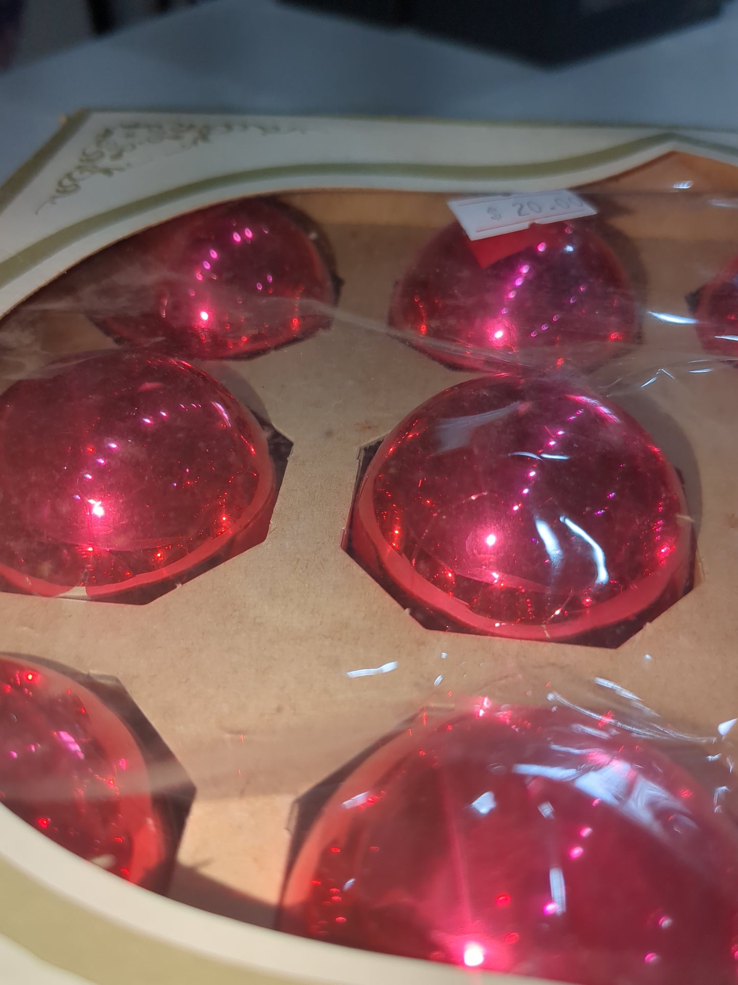 Bo4 box of shiny bright hot pink ornament 1 1/2"