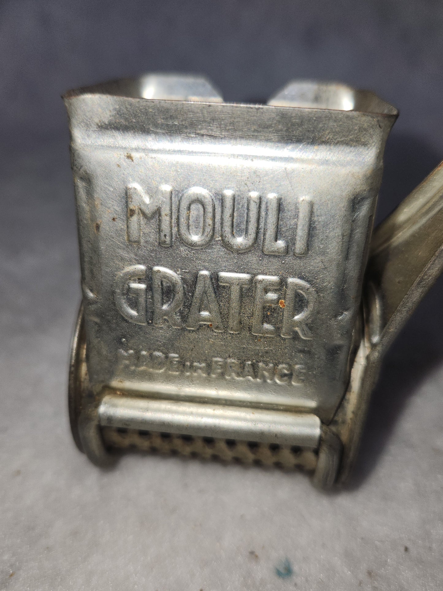 Vintage Mouli Cheese Grater Grinder With Wood small amount of Red Handle Made in France kit61
