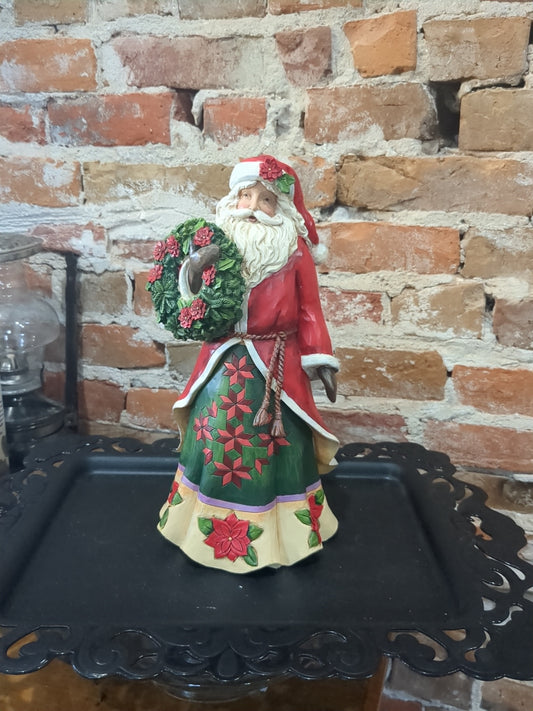 Jim Shore Heartwood Creek Flowering Festivity Santa, Poinsettia, Wreath S4046762r