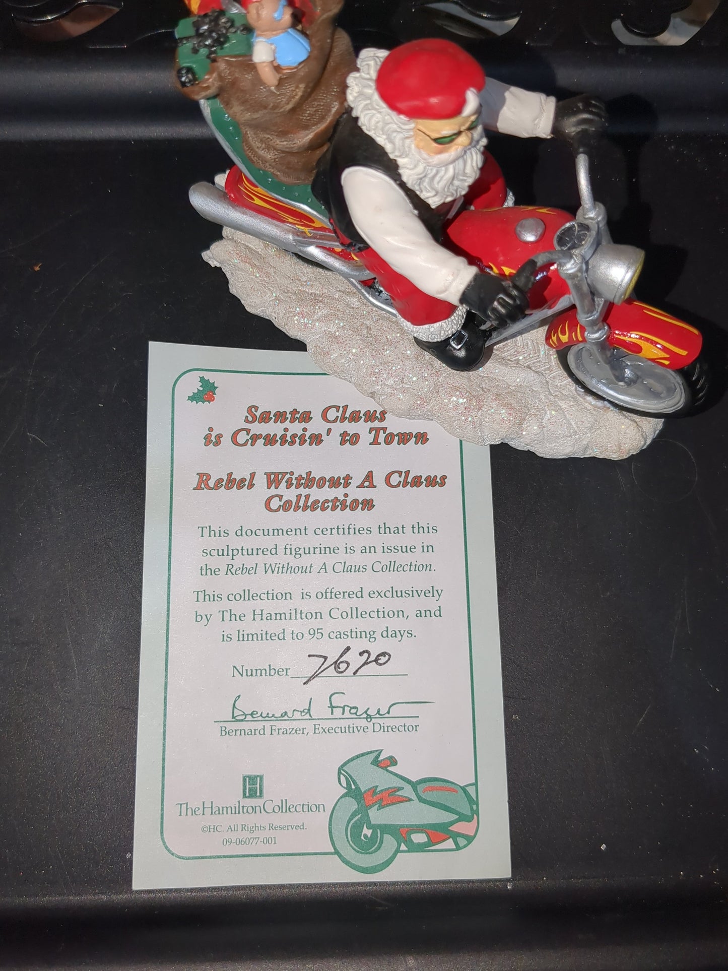 Christmas Limited Edition Rebel Without A Claus motorcycle Figurine "Santa Claus is Cruisin' to town" by Hamilton r10