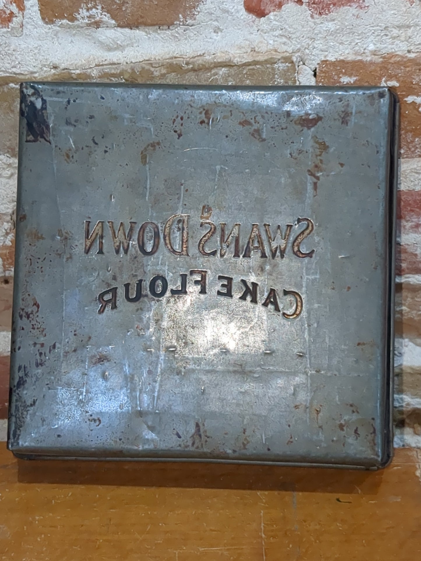 Vintage 1940s Swans Down Cake Flour Metal Square Pan, 8”x8” vk1