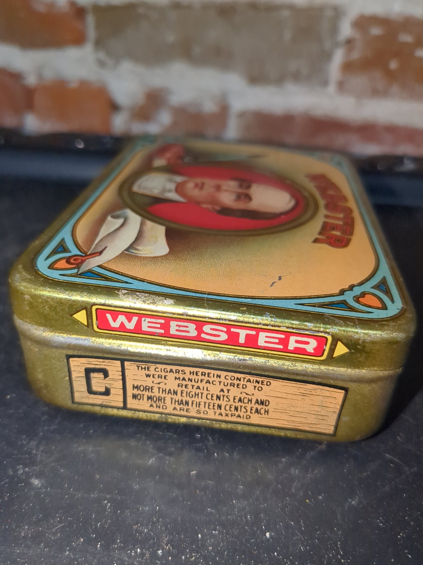 VINTAGE ADVERTISING  EMPTY WEBSTER FLAT TOBACCO POCKET TIN  tin504
