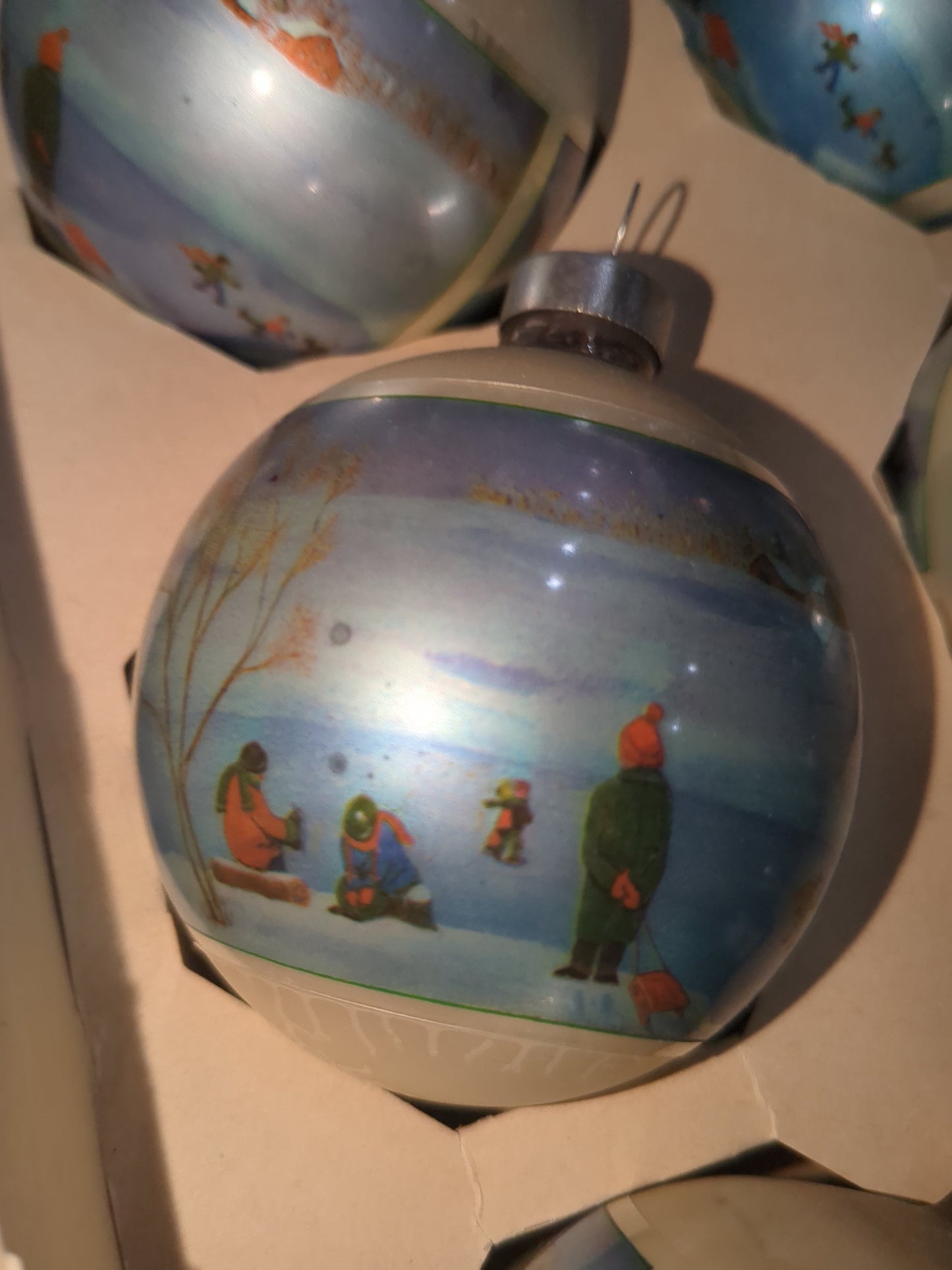 BO3 box of Noelle sledding glass ornaments
