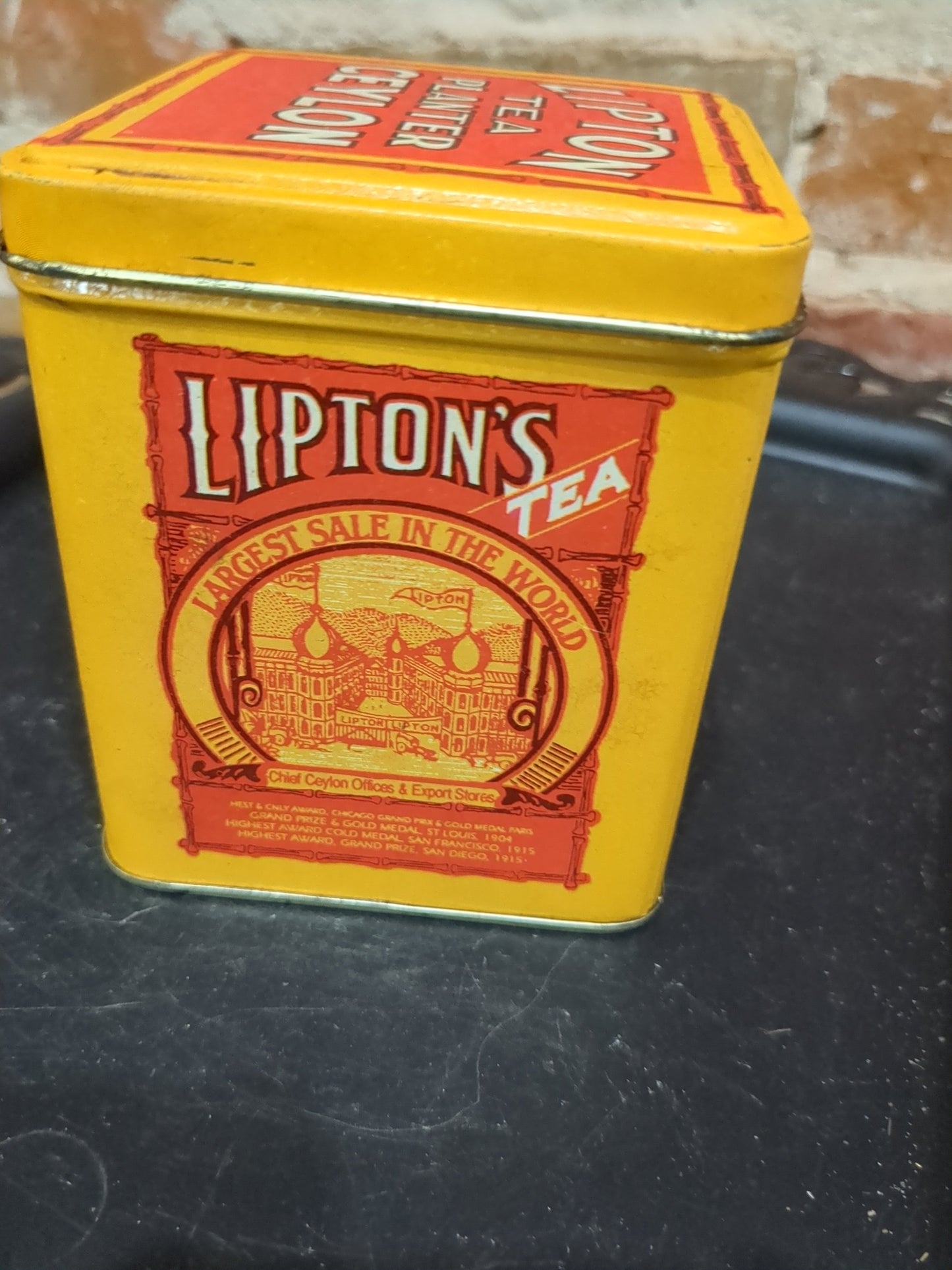 Vintage Bristol Ware Lipton Tea Bag Planter Ceylon Collectible Advertising Tin tin793