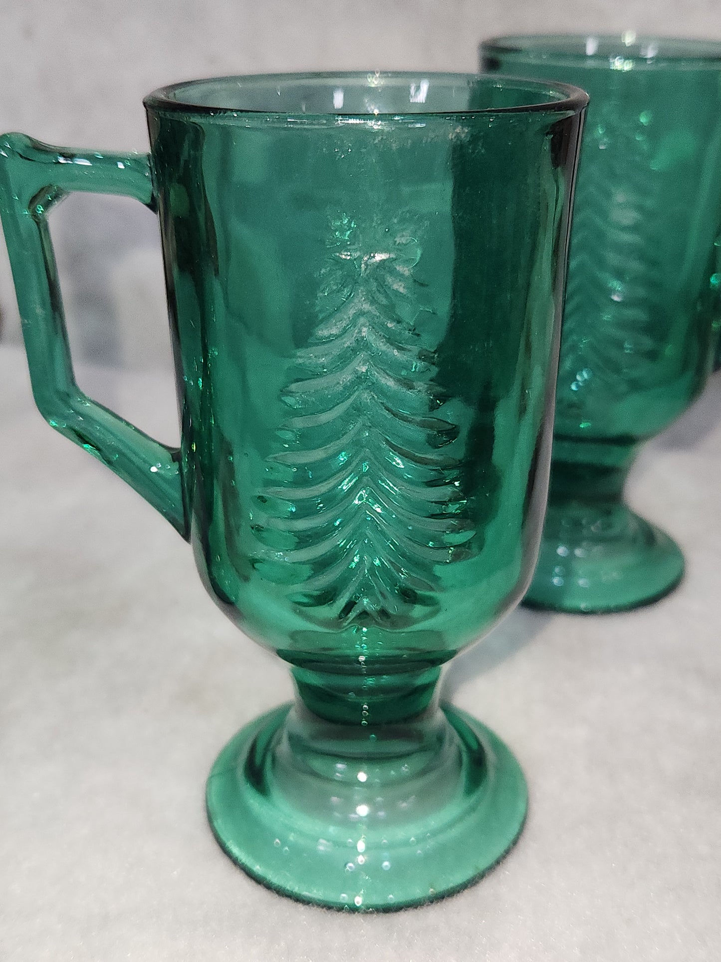 Vintage Indiana Glass Evergreen Tree Holiday Classic Footed Mug Set of 3 - 7oz mug5