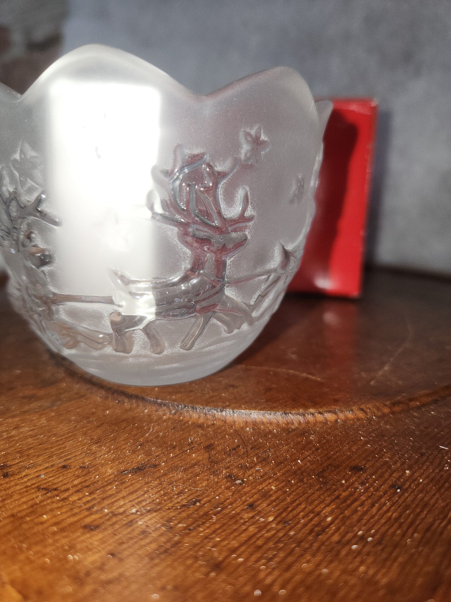 chr220 Mikasa Holiday Classics frosted glass "Silent Night" candle holder