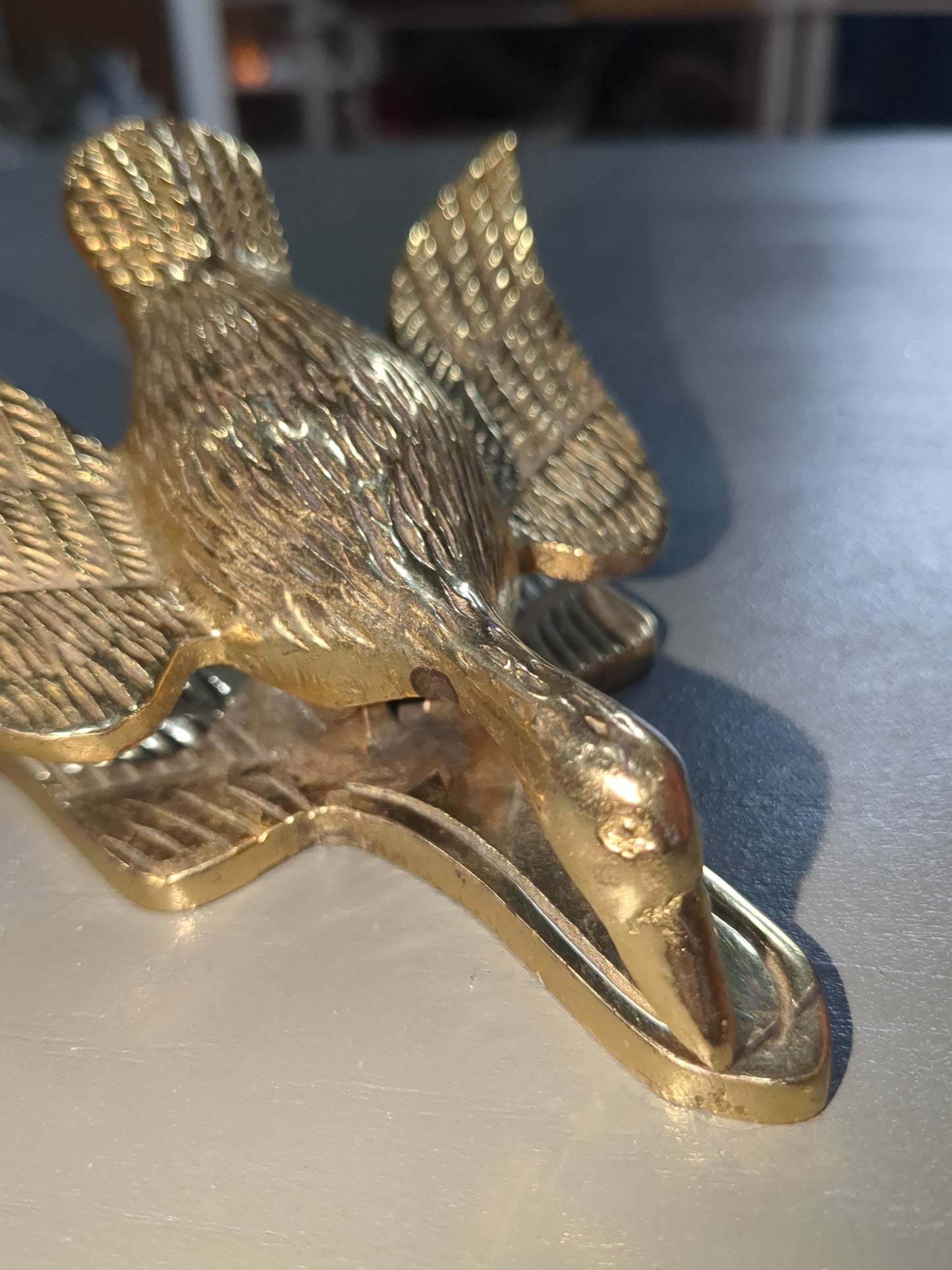 Vintage Virginia Metalcrafters Brass Goose Duck Paper Weight Clip Letter Holder br11