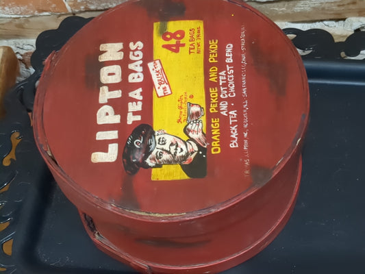 Lipton wooden tea box cheese box hand painted  tin975