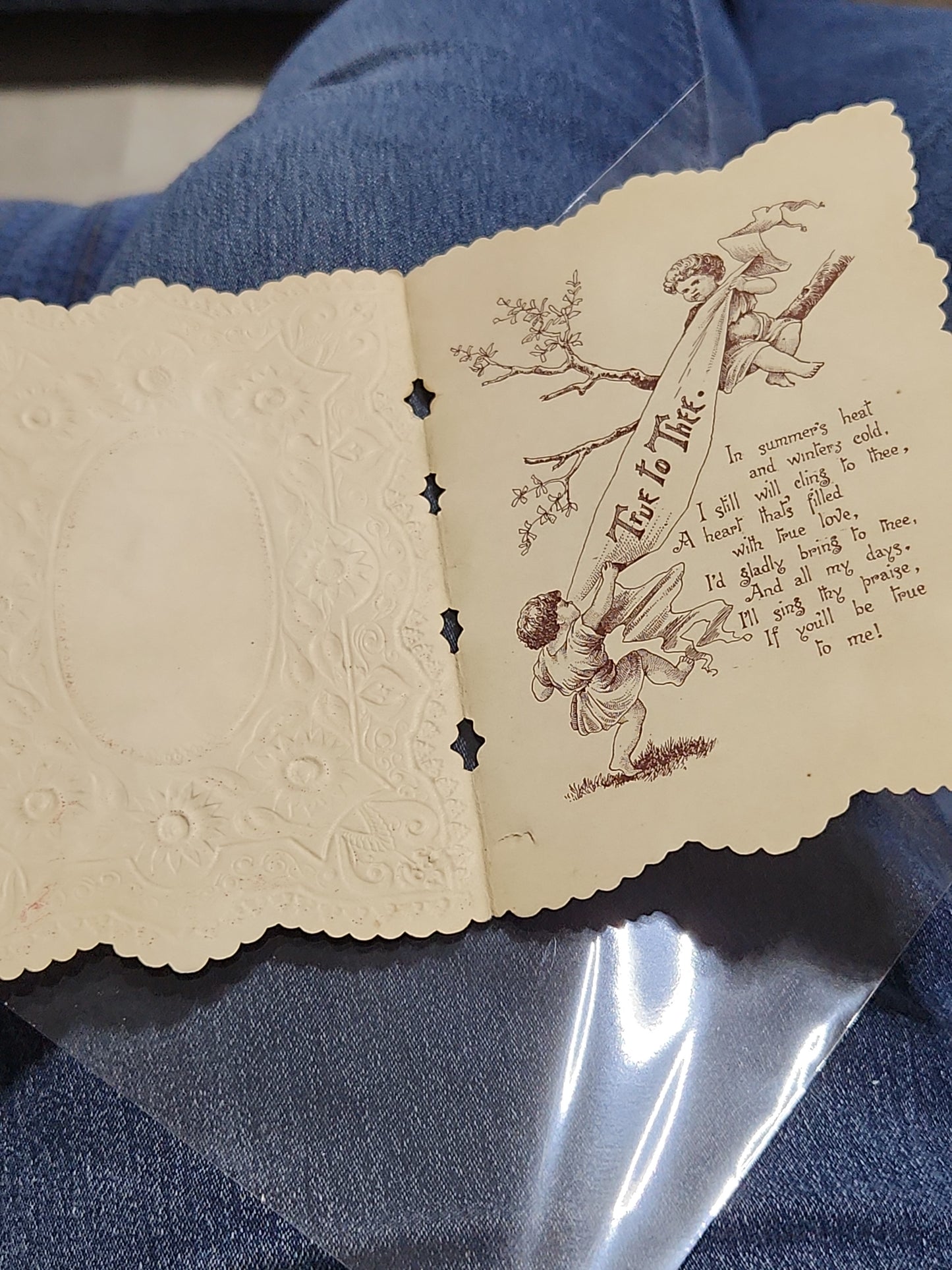Vintage Lace Pastel Valentine Card An Offering of Affection 4.5x7.5"