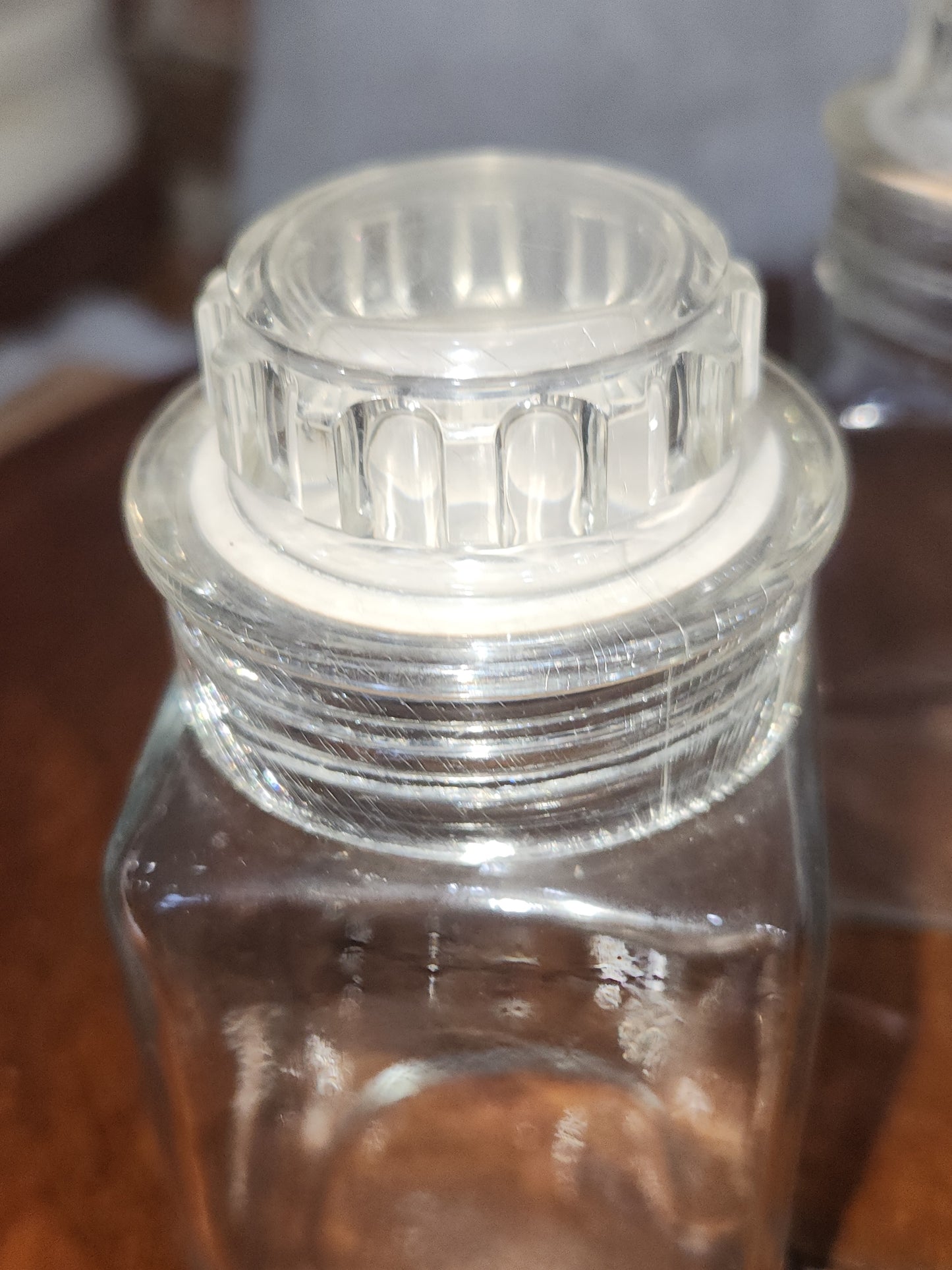 Vintage Squibb #2 set of 3 square glass jar with plastic screw on. cap nylon sp88