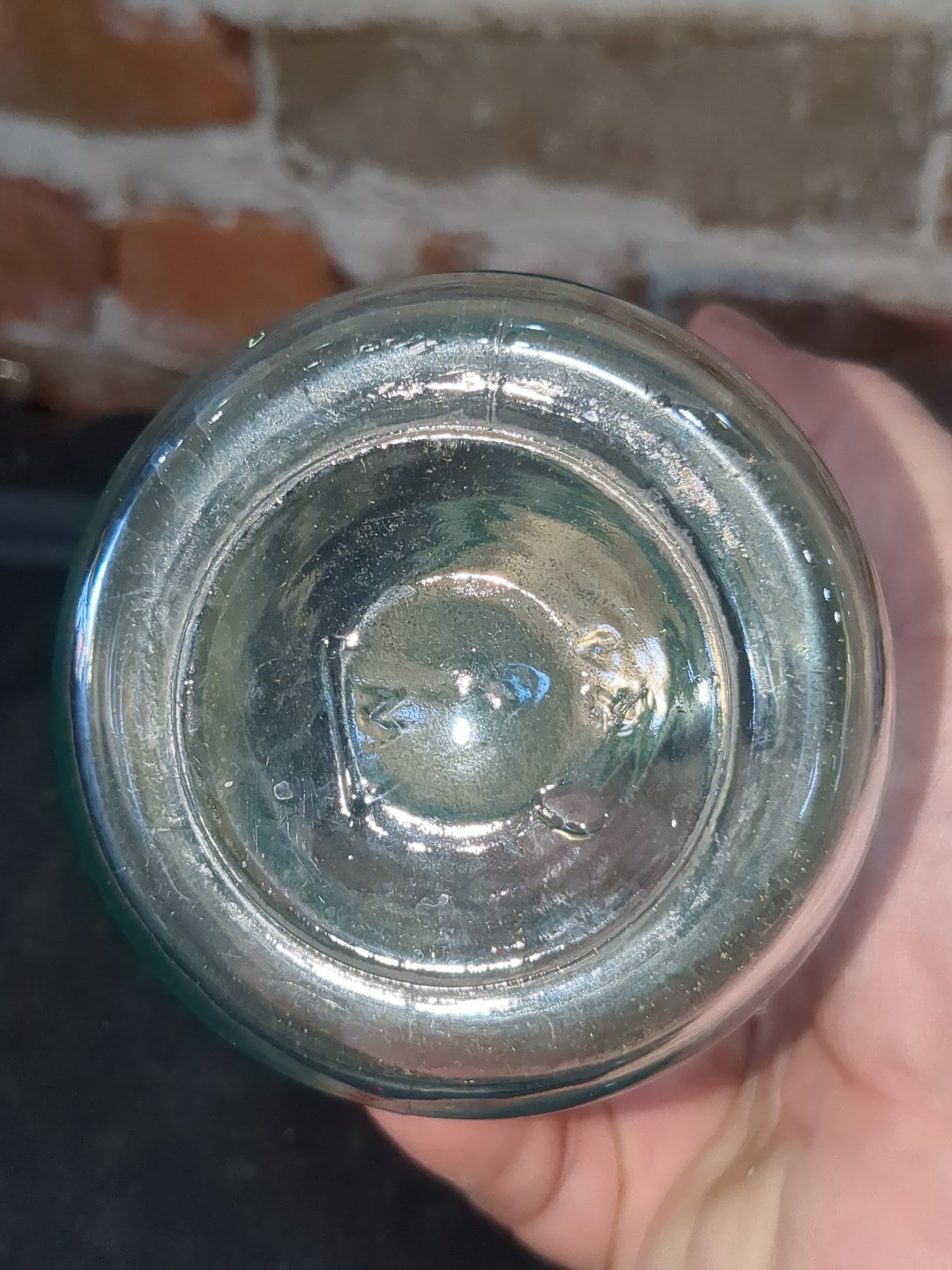 Vintage Mellin's Food Co Boston 6" Bottle Jar Aqua Blue Glass with lid Mellins bt87