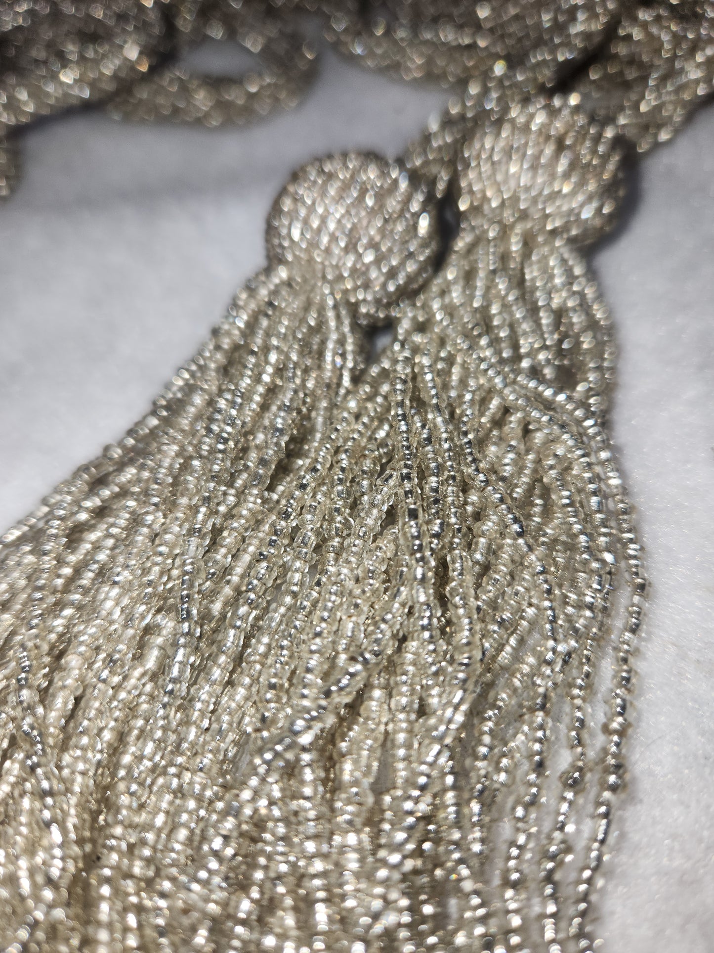 Vintage Beaded Double Tassel tree garland drapery tie back iridescent seed beads gar45