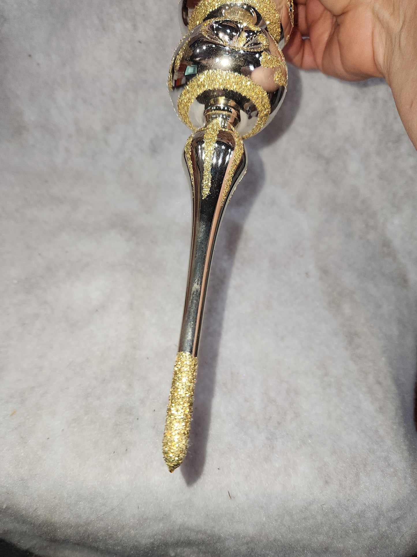 Vintage glass Christmas tree topper Commodore Romainia 12" tt71