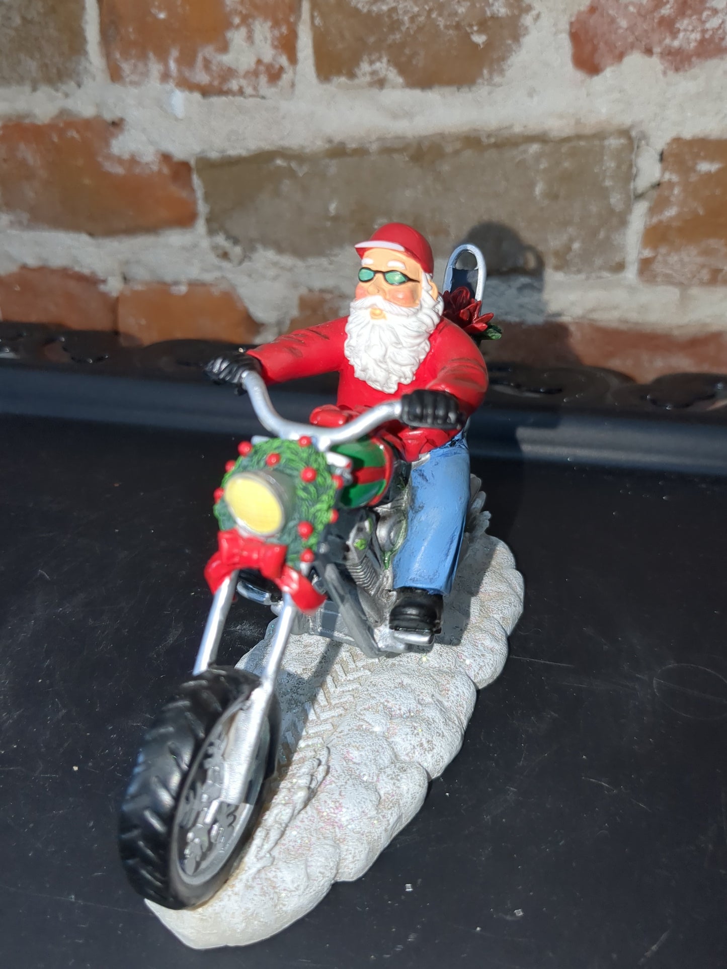 Christmas Limited Edition Rebel Without A Claus motorcycle Figurine "Holly Jolly Biker" by Hamilton r2