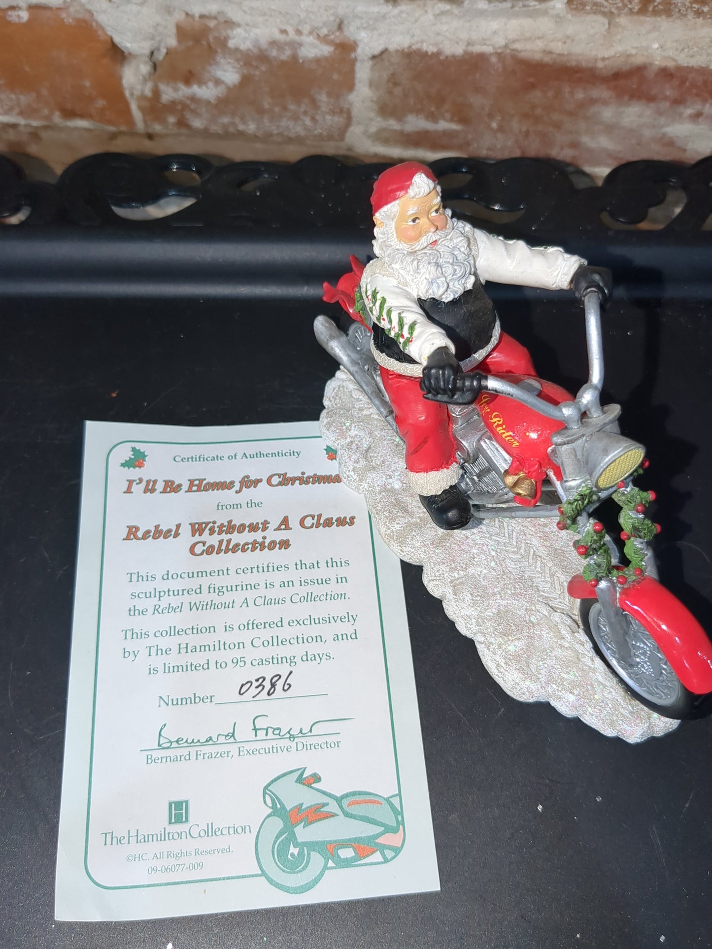 Christmas Limited Edition Rebel Without A Claus motorcycle Figurine "I'll Be Home for Christmas" by Hamilton r1