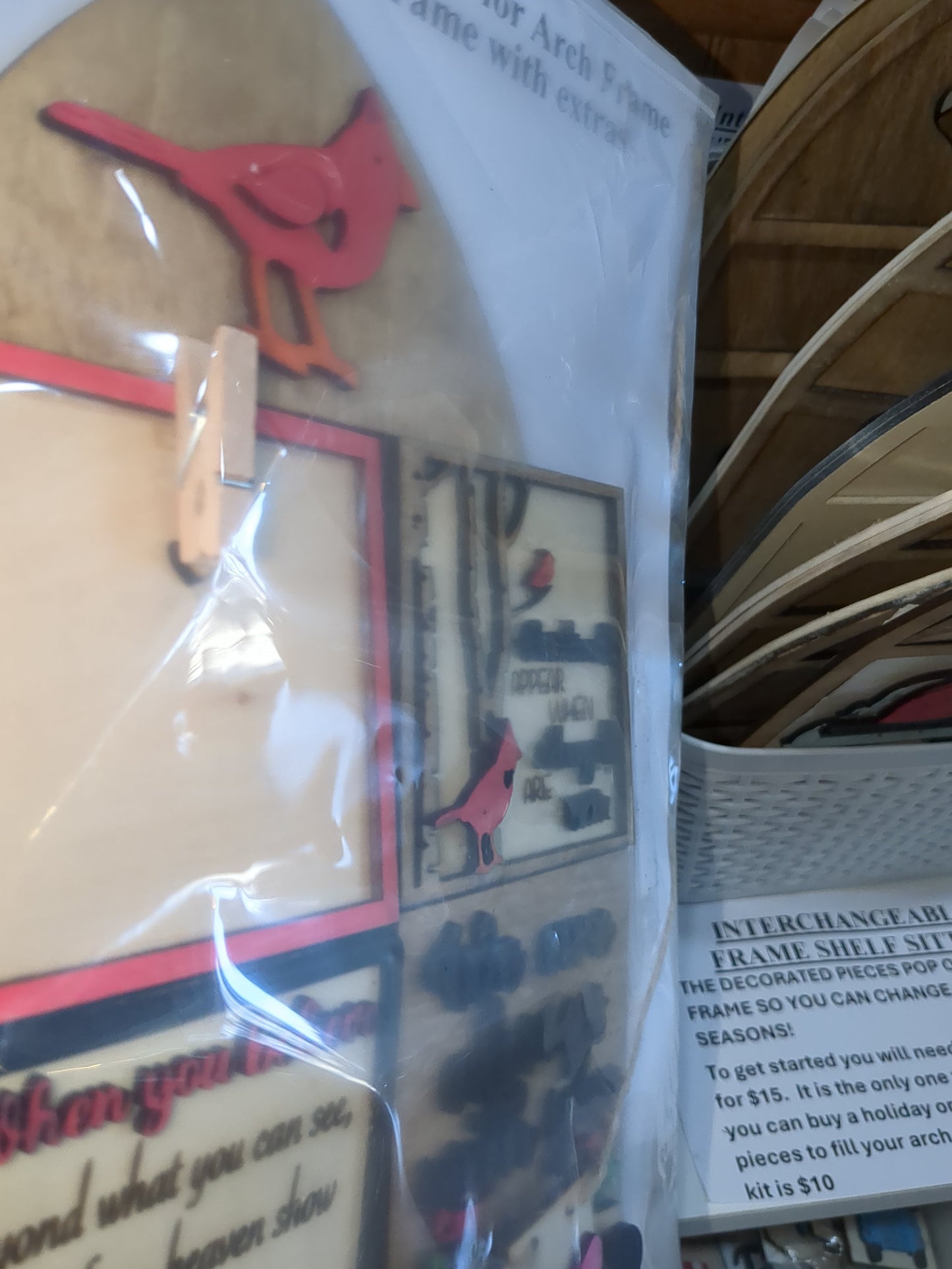 Cardinals and memorial kit for interchangeable arch or rectangle frame.