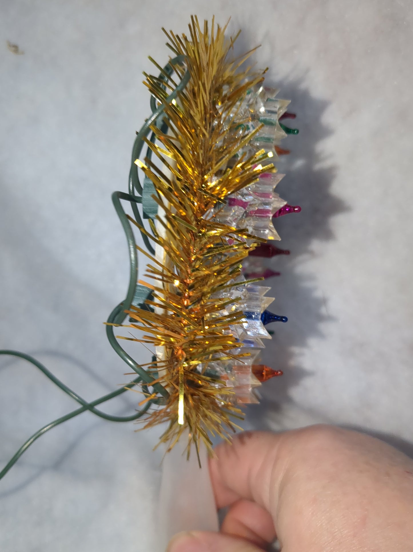 111 Vintage ALCO Gold Tinsel Star Mini Christmas Topper Original Box 11 Lights tt689