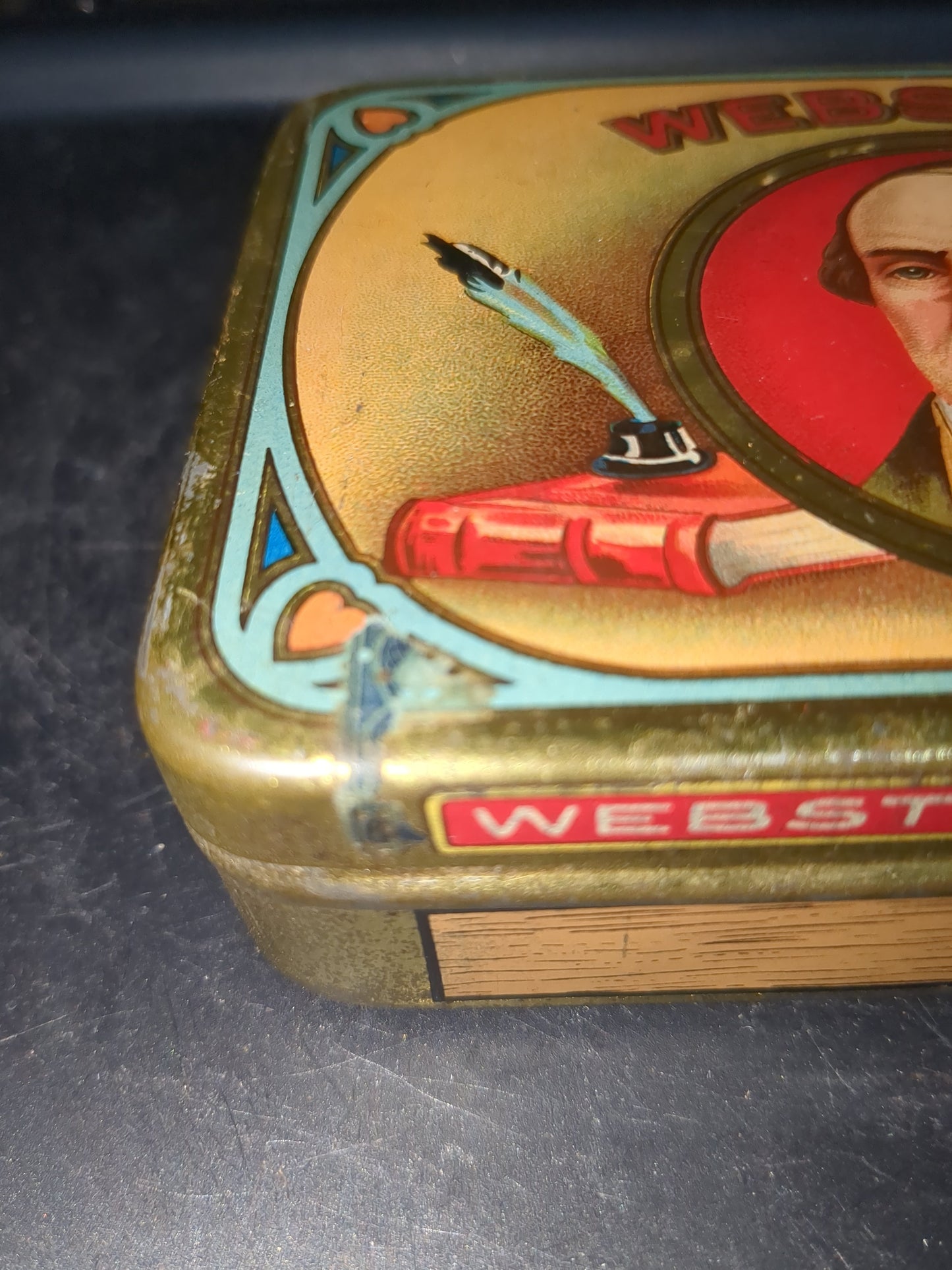 VINTAGE ADVERTISING  EMPTY WEBSTER FLAT TOBACCO POCKET TIN  tin504