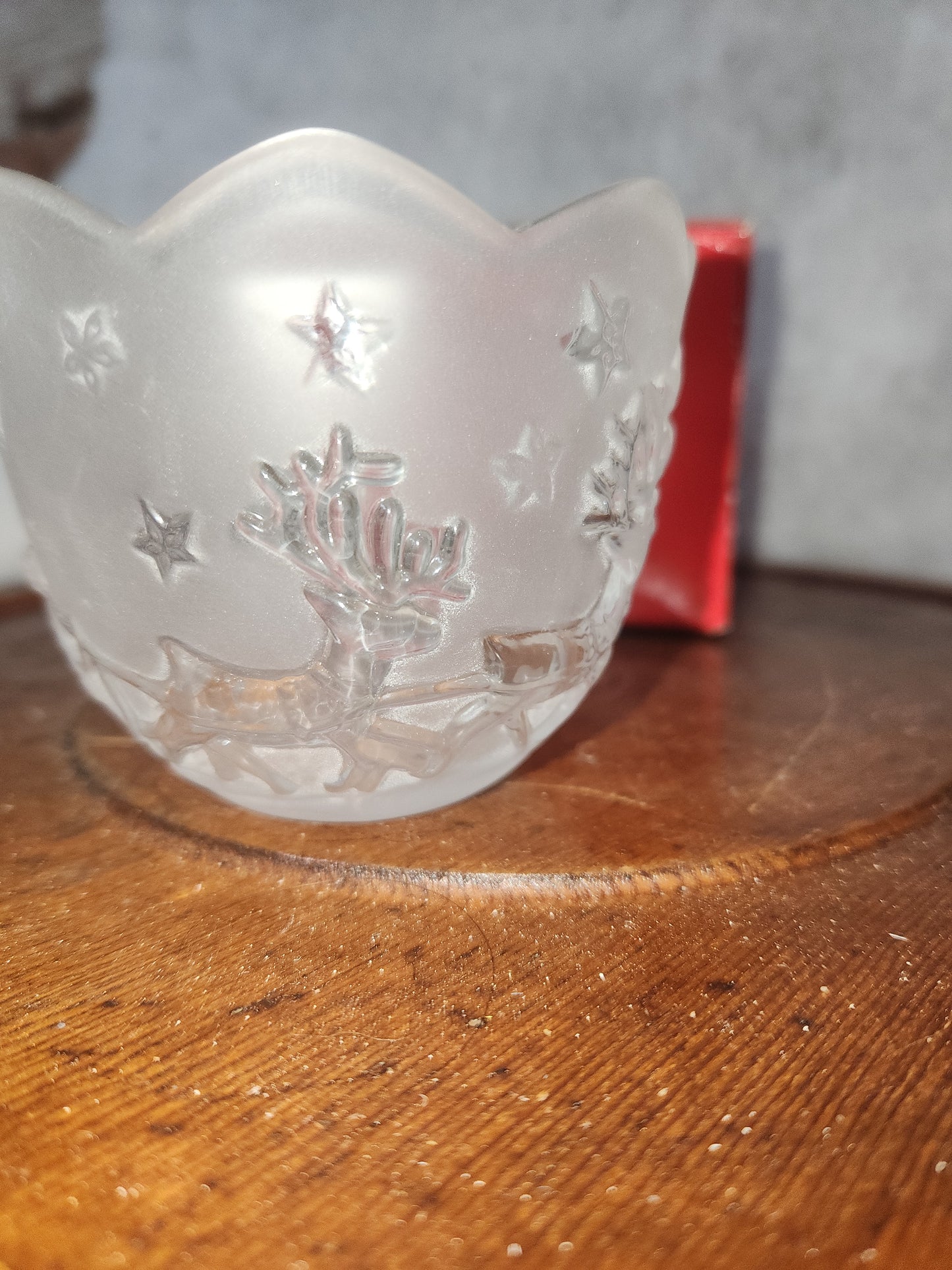 chr220 Mikasa Holiday Classics frosted glass "Silent Night" candle holder