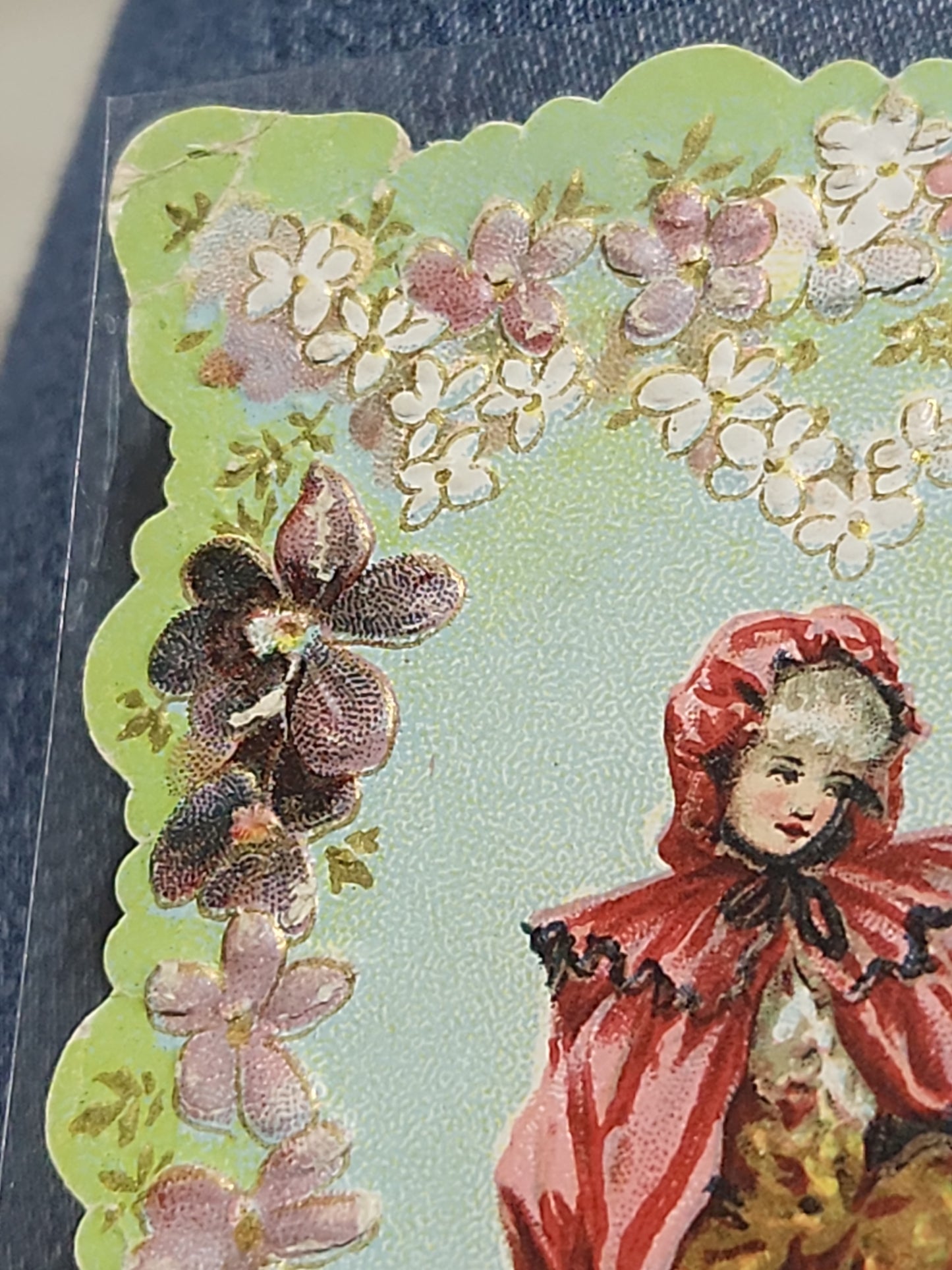 Antique Valentines Postcard Embossed Beloved Victorian couple Embossed flowers poem