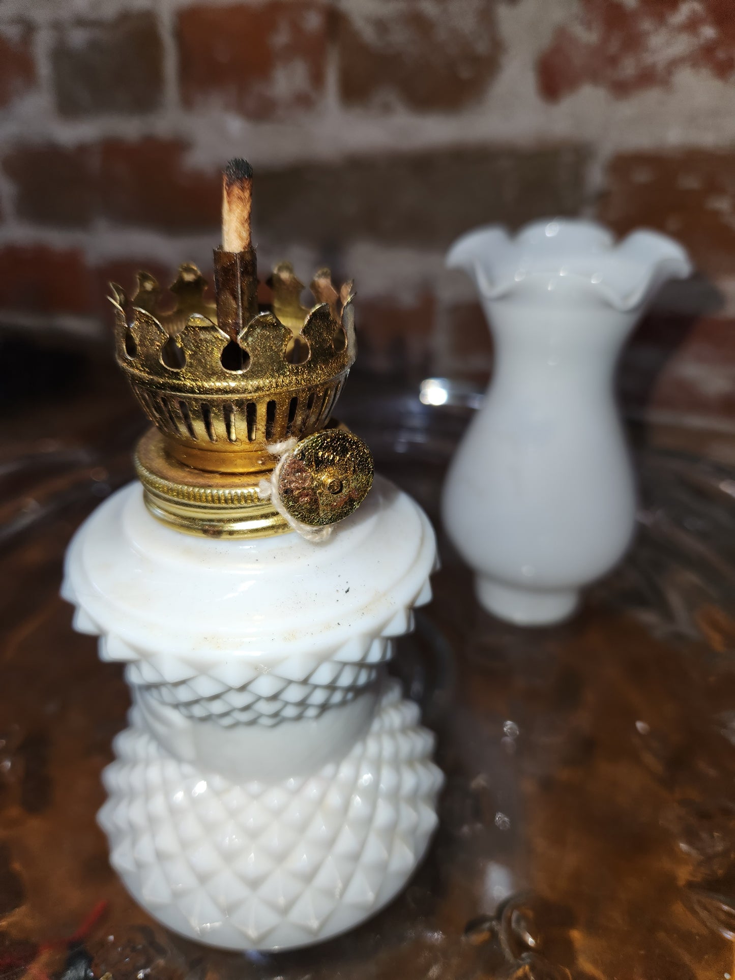 vintage miniature milk glass oil lamp lamp2