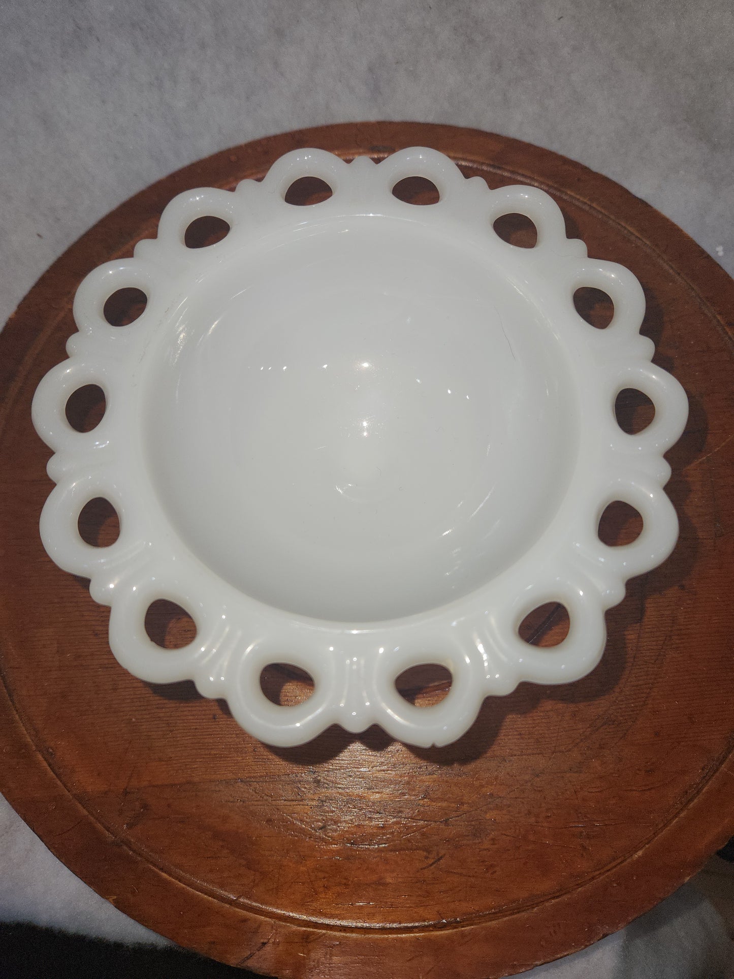 Assemblage Vintage Anchor Hocking Old Colony Lace Edge Milk Glass Pedestal Compote Candy asm8
