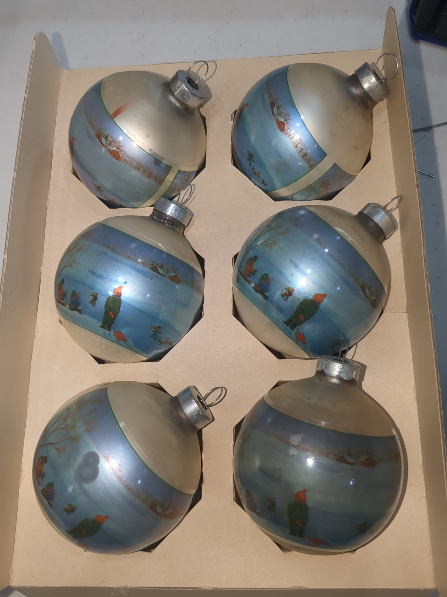 BO3 box of Noelle sledding glass ornaments