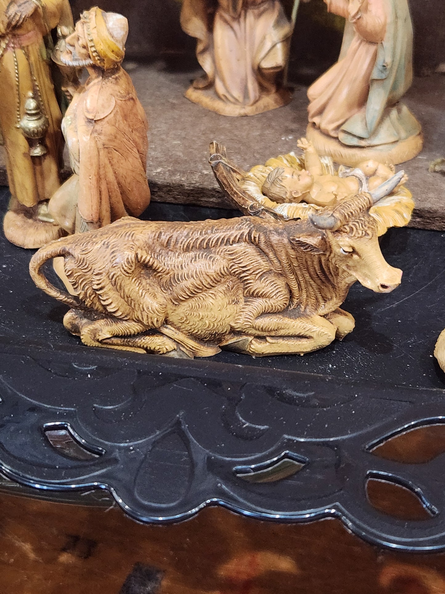 Vintage Fontanini Depose 1983 made in Italy Jesus Mary Joseph, 3 wise men, camel, goat, sheep, Angel stable