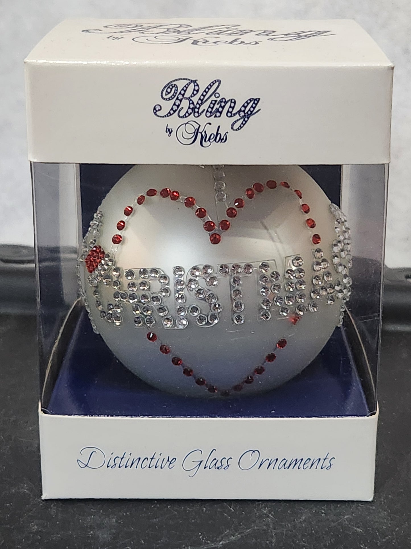 I love Christmas Bling by Krebs glass Chrristmas ornament