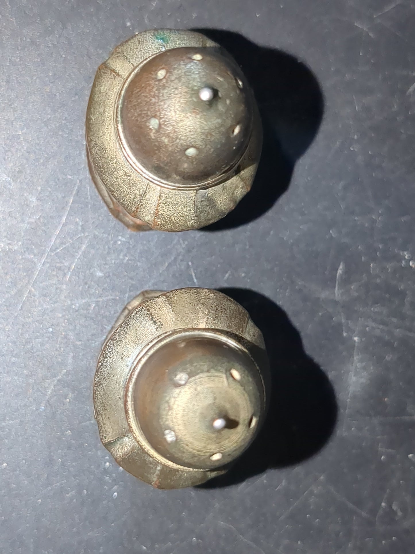 Vintage Antique Metal Salt & Pepper Shakers Made In Occupied Japan sp76