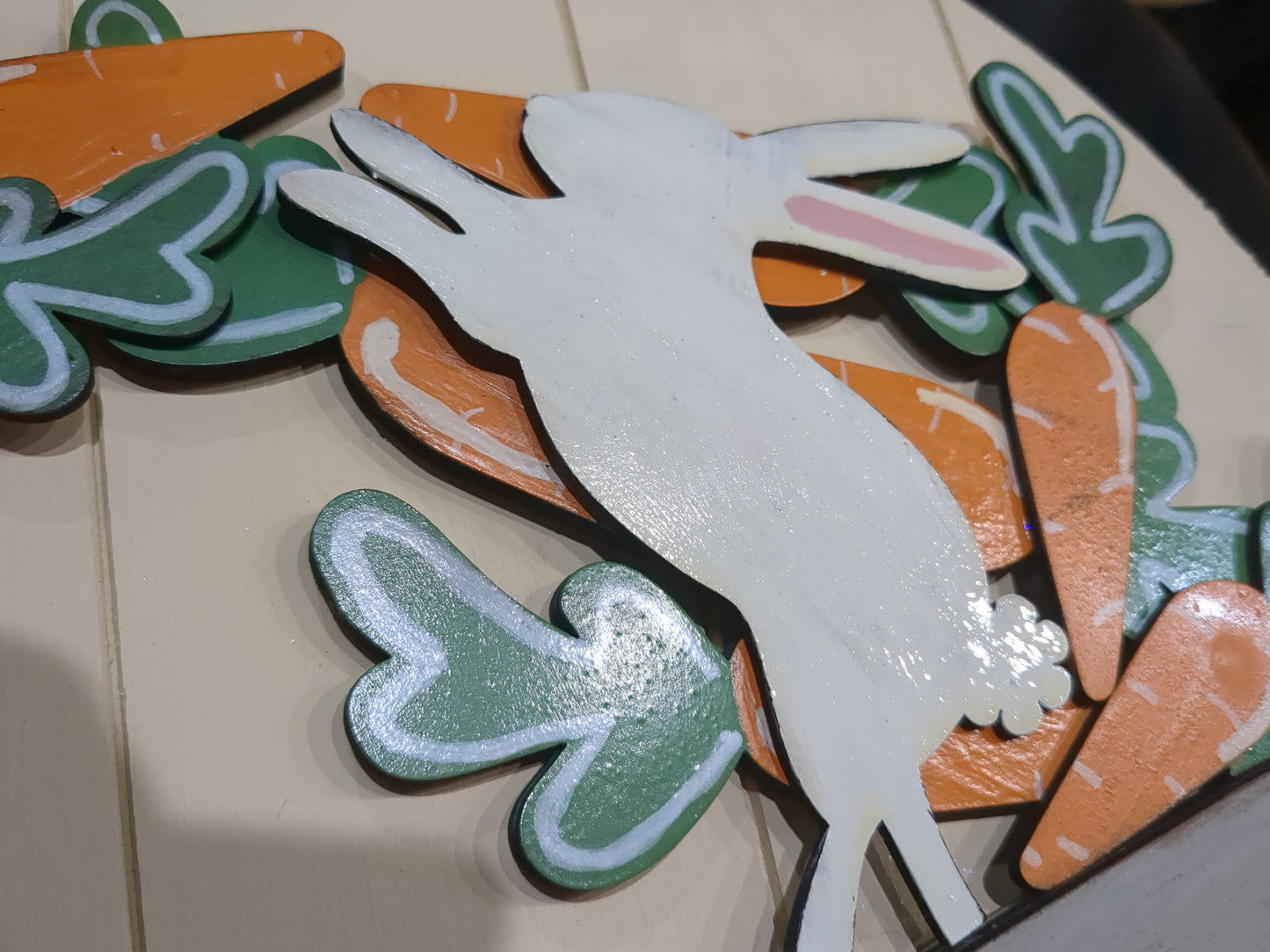 Bunny and carrots Easter insert for pot spilling door sign
