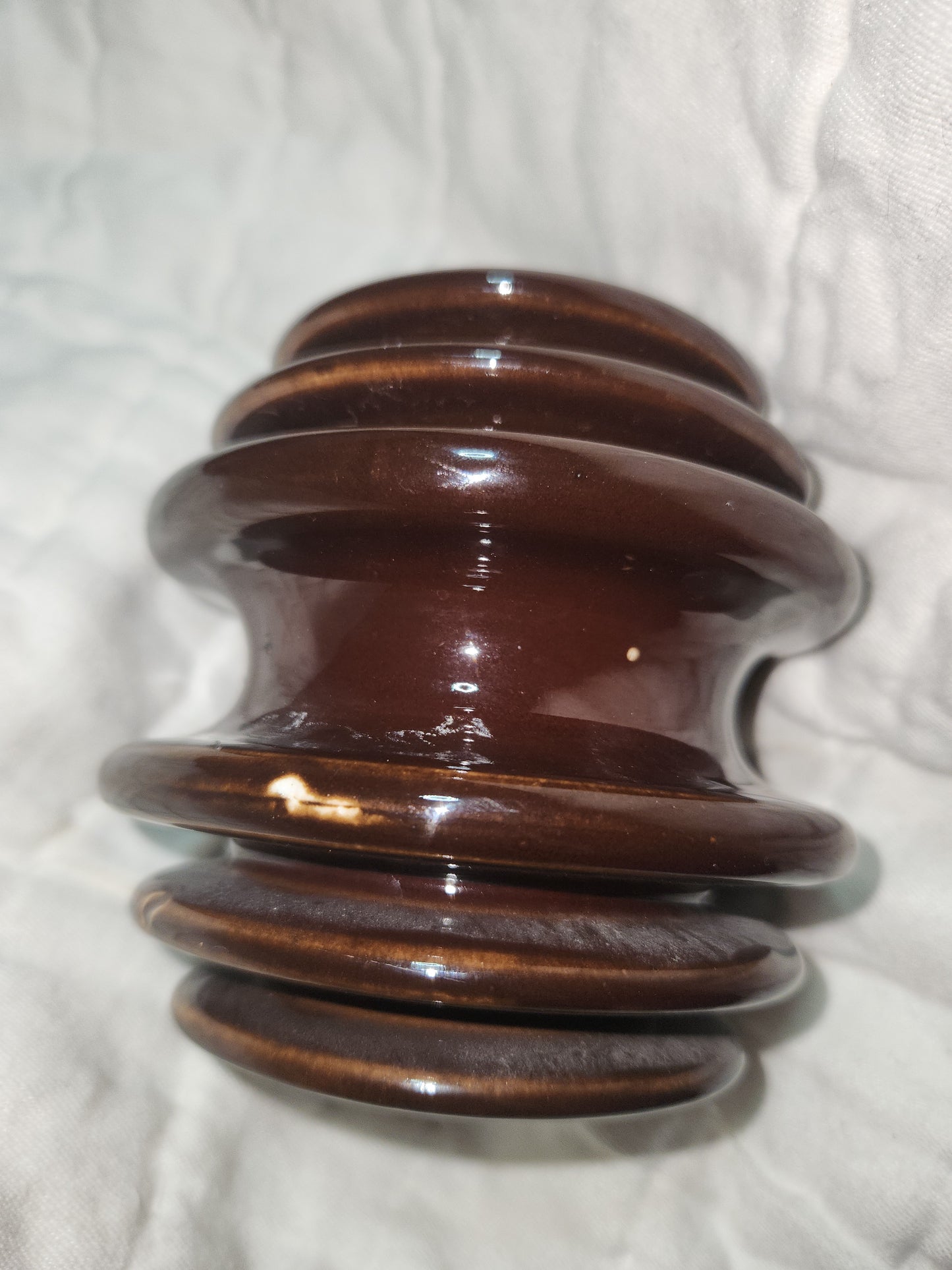 Illinois Electric Porcelain Co. Brown Glazed Ceramic Porcelain Telephone Insulator beehive spool iep1