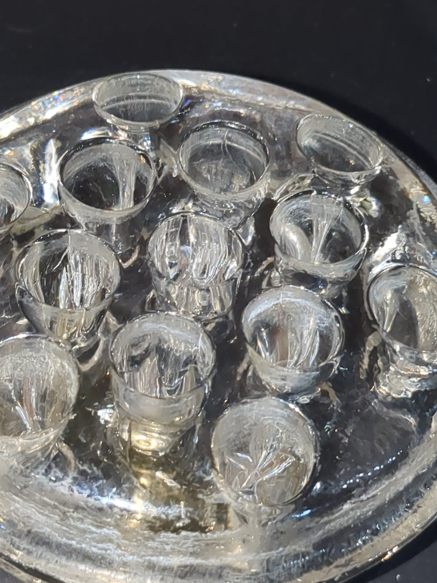 Vintage Clear Glass Flower Frog Planter 13 Holes 4"x1.25" g259