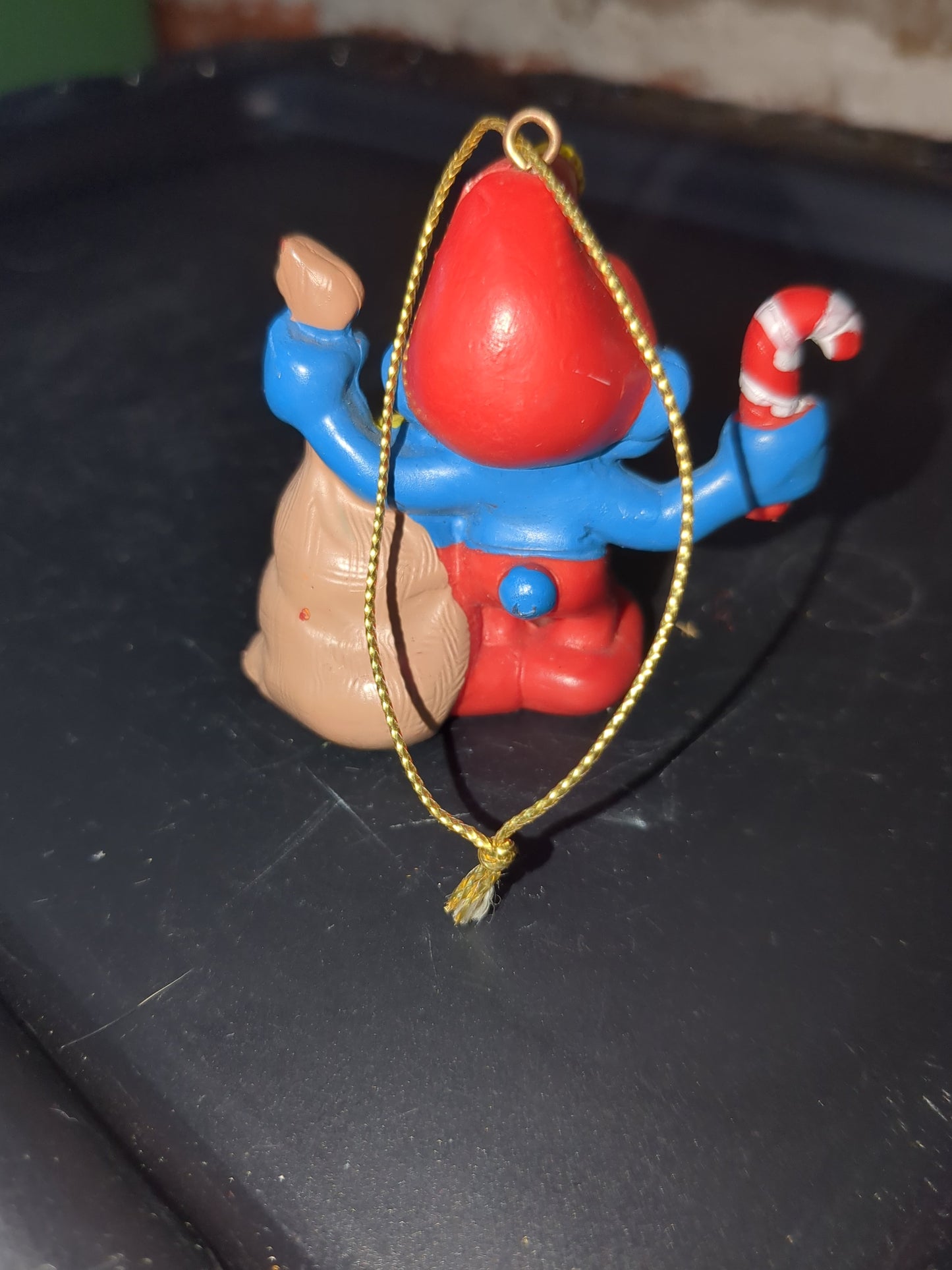 Smurfs 51903 Christmas Ornament Schleich Peyo Papa Smurf Santa Sack & Hat 1981 o678