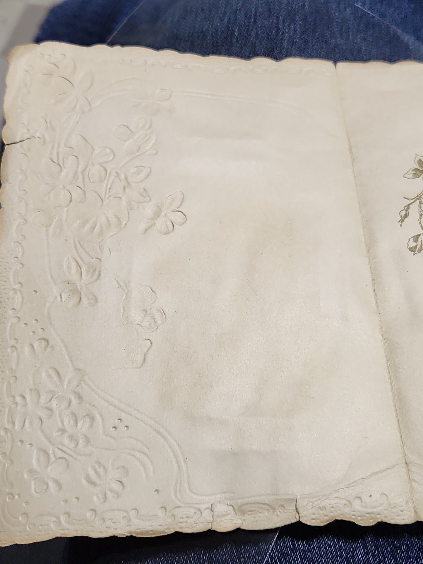 Antique Victorian Valentines Day card paper and lace