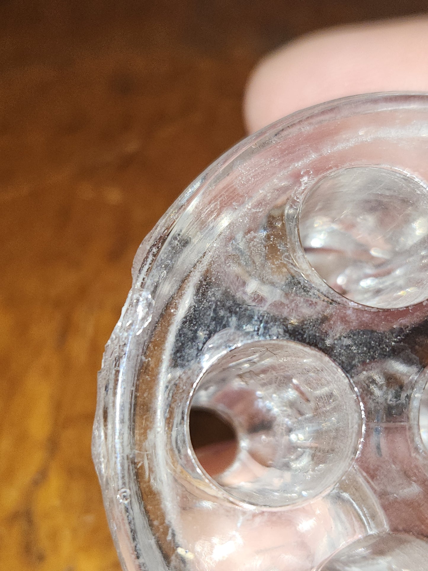 Vintage Clear Glass 7 Hole Flower Frog vase opening for Stem Arrangement ff98