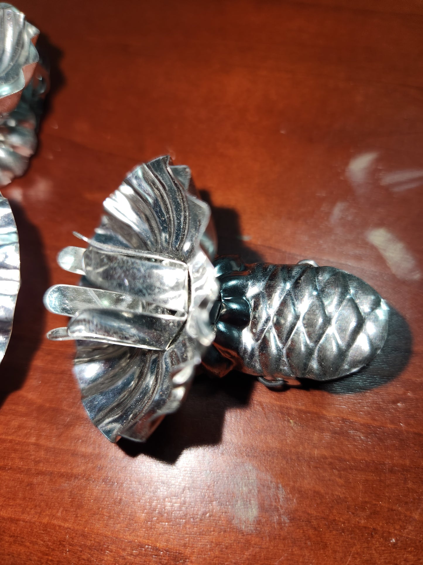Vintage Silver Metal 2" Pinecone Christmas Tree Clip On Candle Holders Lot of 12 chr980