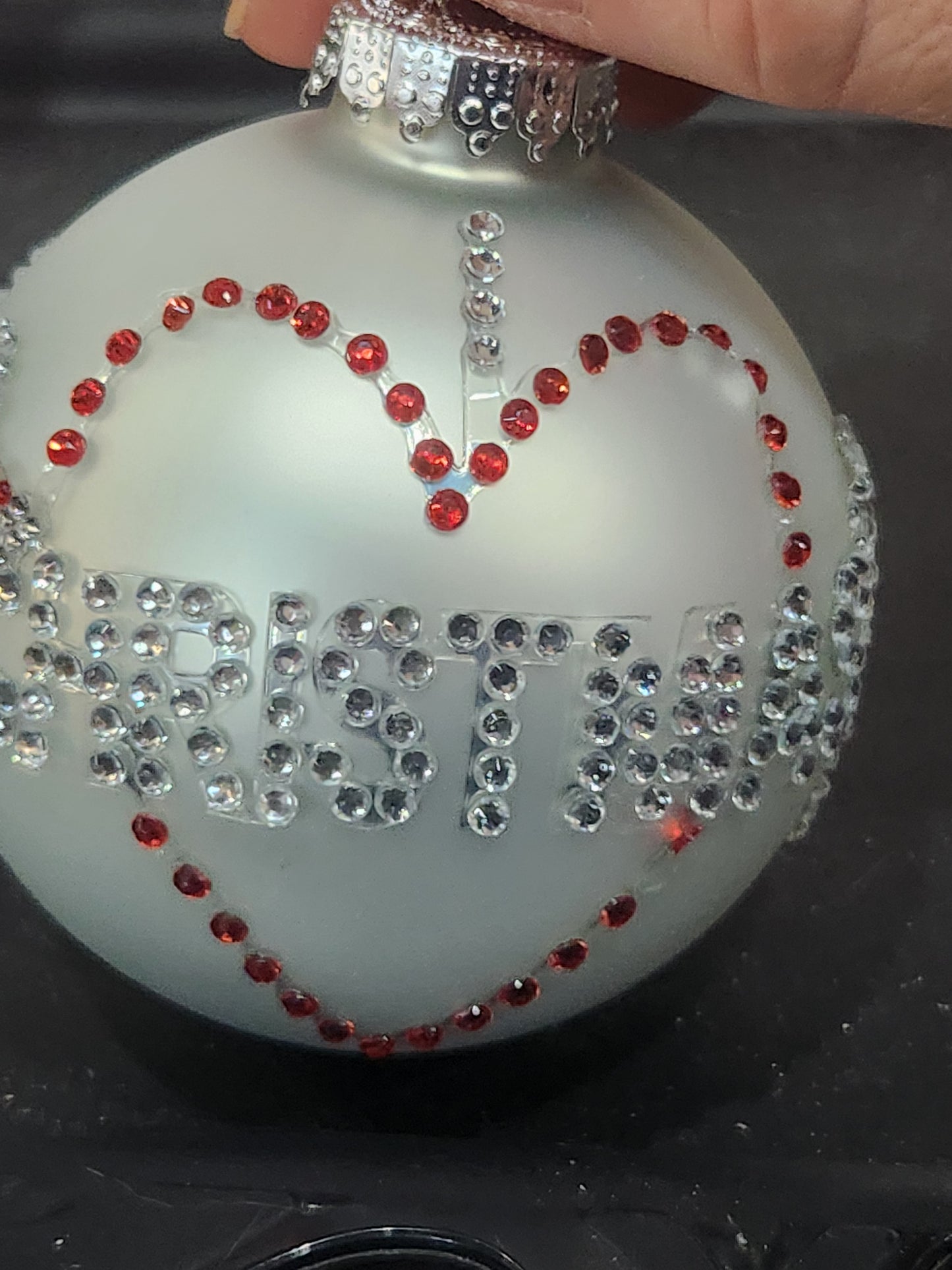 I love Christmas Bling by Krebs glass Chrristmas ornament