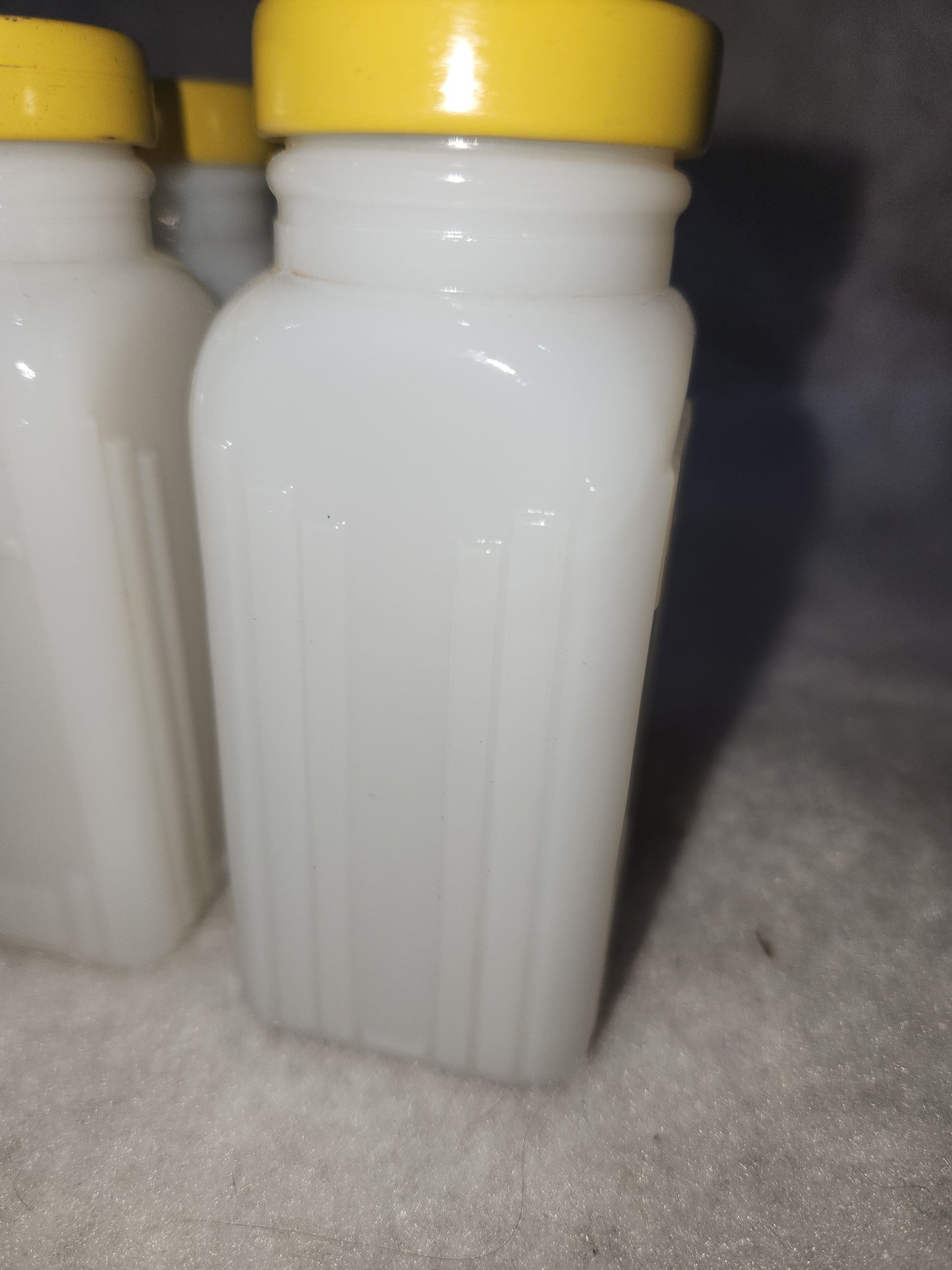 Vintage Milk Glass Spice jars Set Of 12 yellow lids mg78